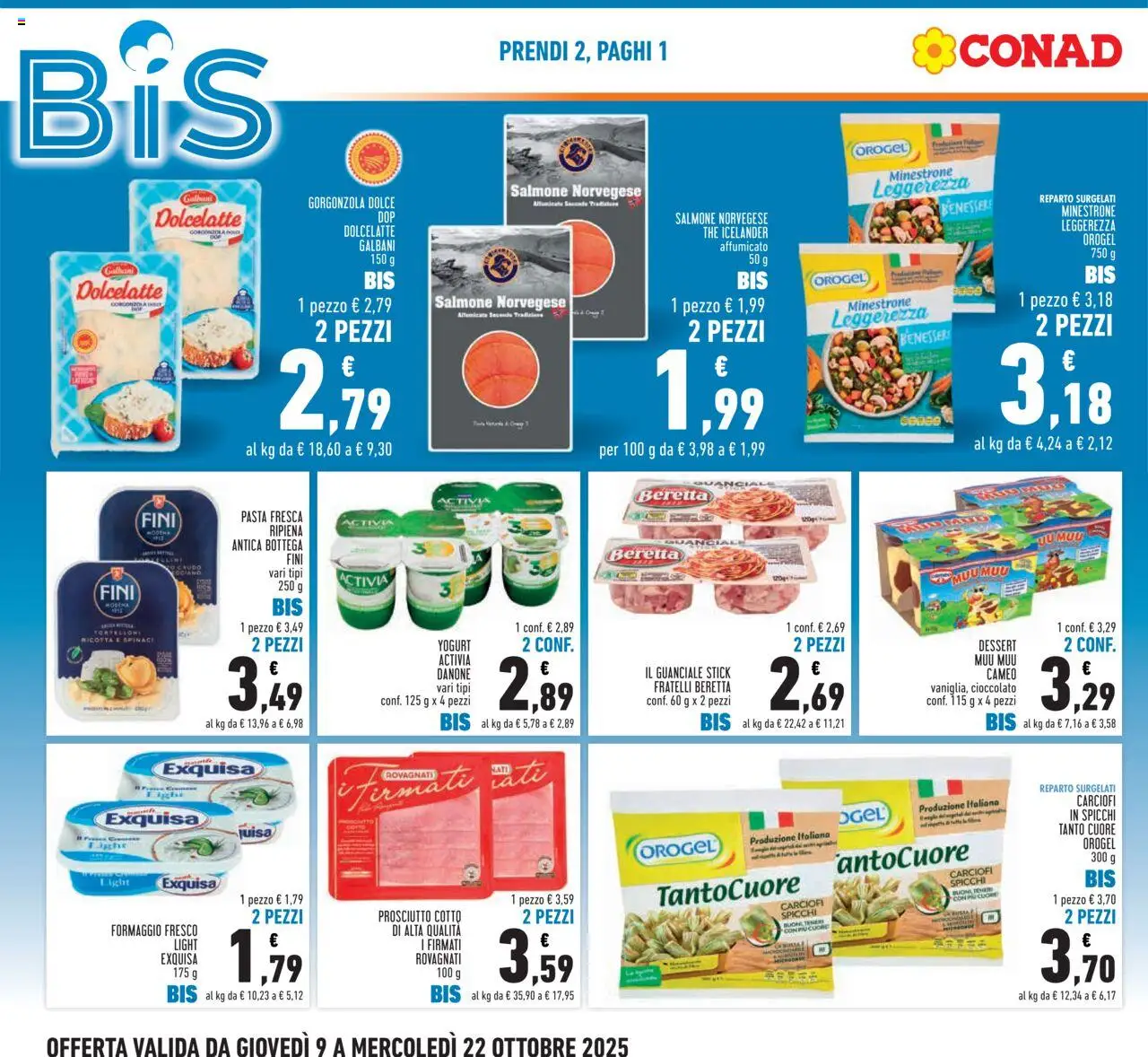 Volantino Conad del 09.10.2025 | Pagina: 2 | Prodotti: Prosciutto Cotto, Formaggio, Prosciutto, Guanciale
