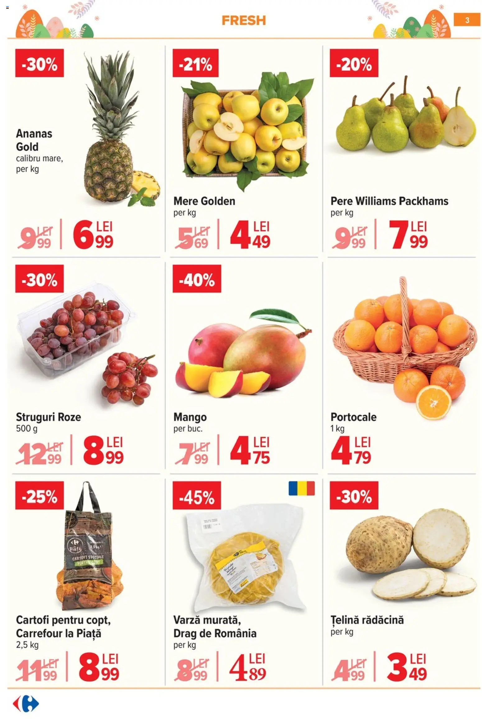 Noul catalog Carrefour – valabil de la 06.04.2026 | Pagină: 9 | Produse: Varză, Țelină, Portocale, Ananas