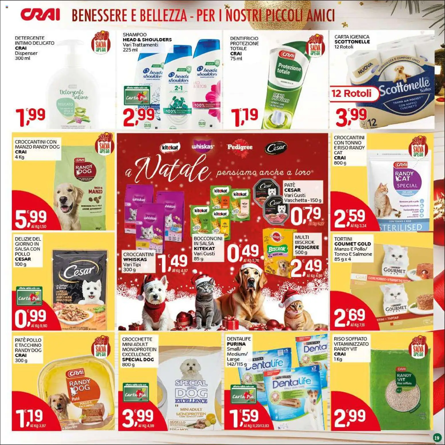 Volantino CRAI del 18.12.2025 | Pagina: 19 | Prodotti: Carta igienica, Salmone, Detergente, Manzo
