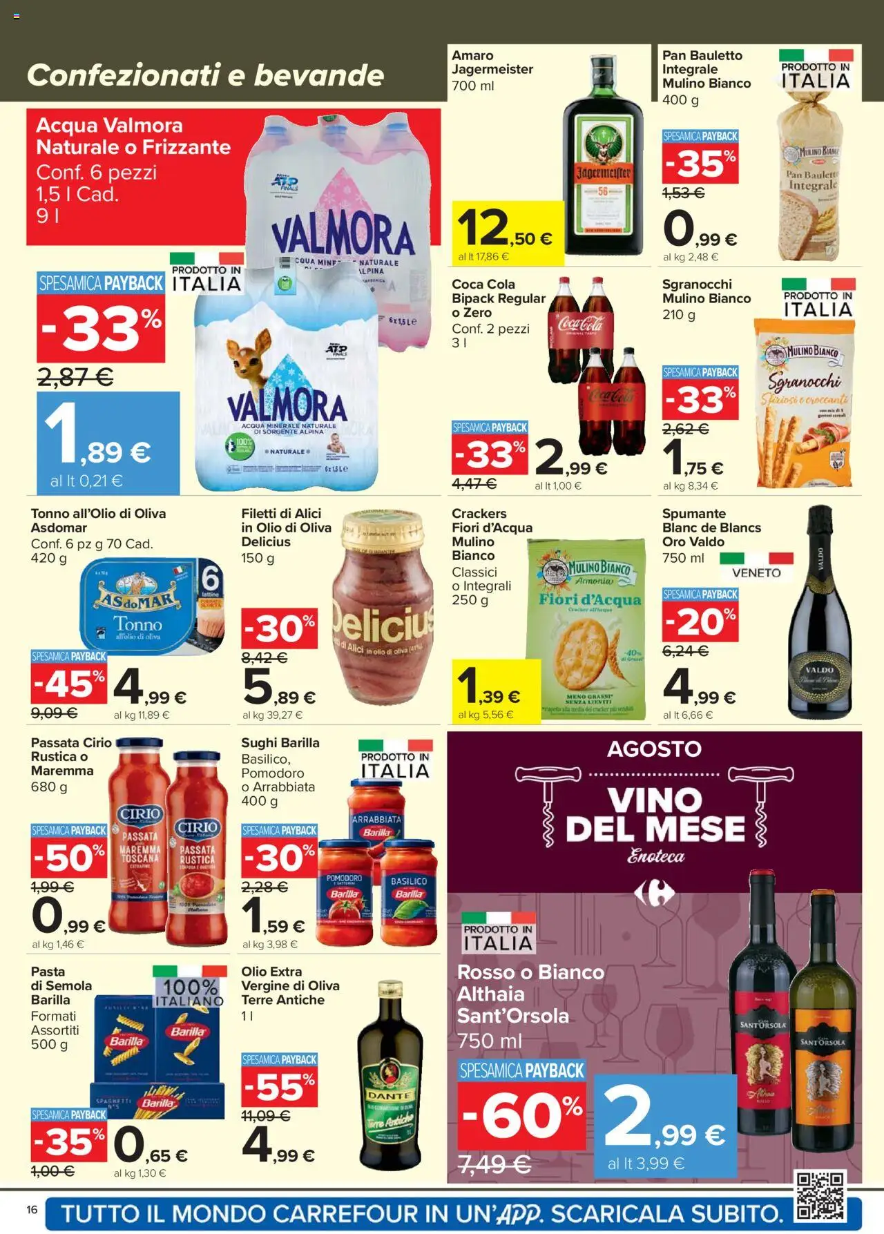 Volantino Carrefour del 07.08.2025 | Pagina: 16 | Prodotti: Vino, Enoteca, Alici, Olio di Oliva