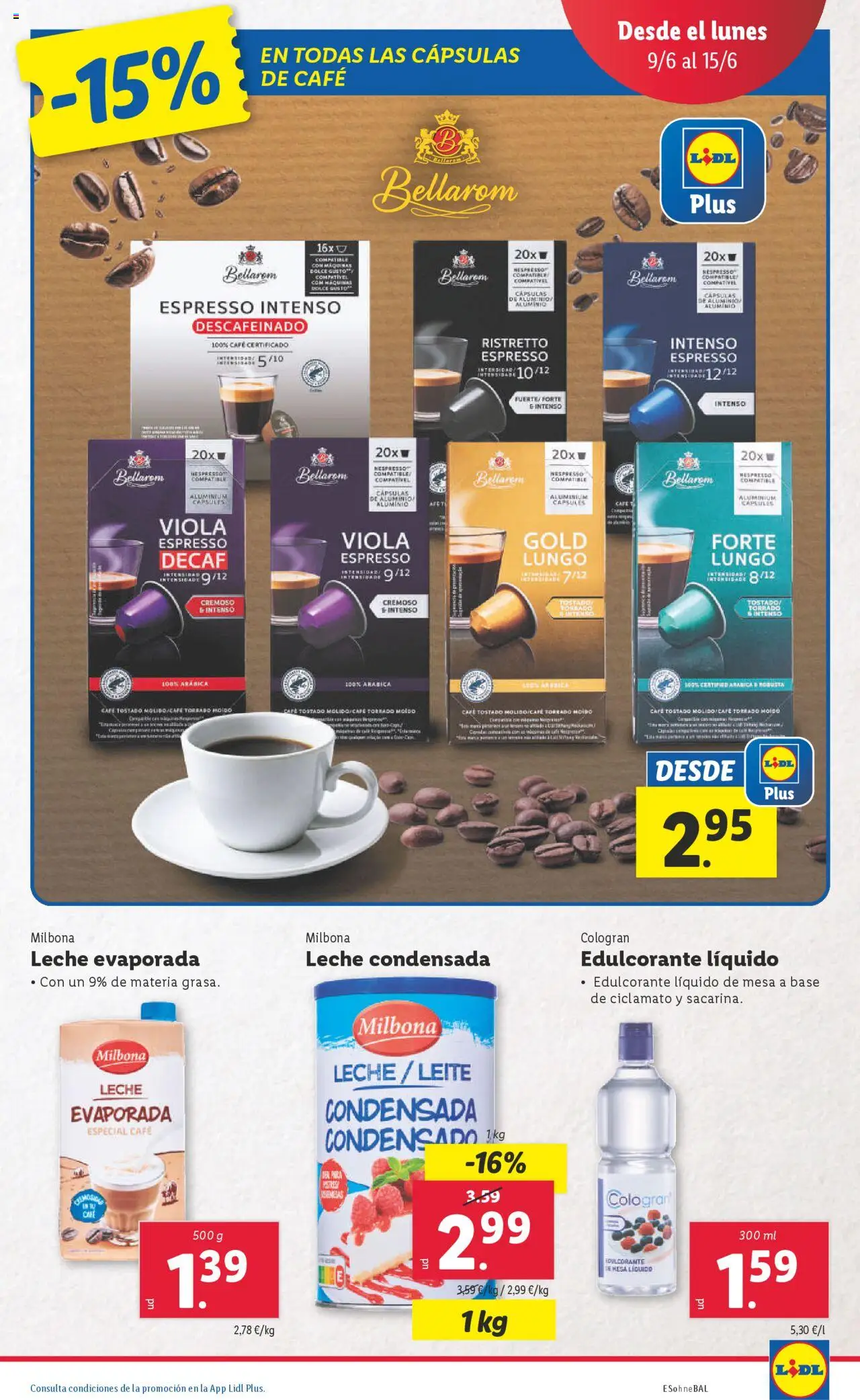 Lidl catálogo MAD │ válido desde el 09.06.2025 | Página: 13 | Productos: Leche, Café, Φαρίνα, Té