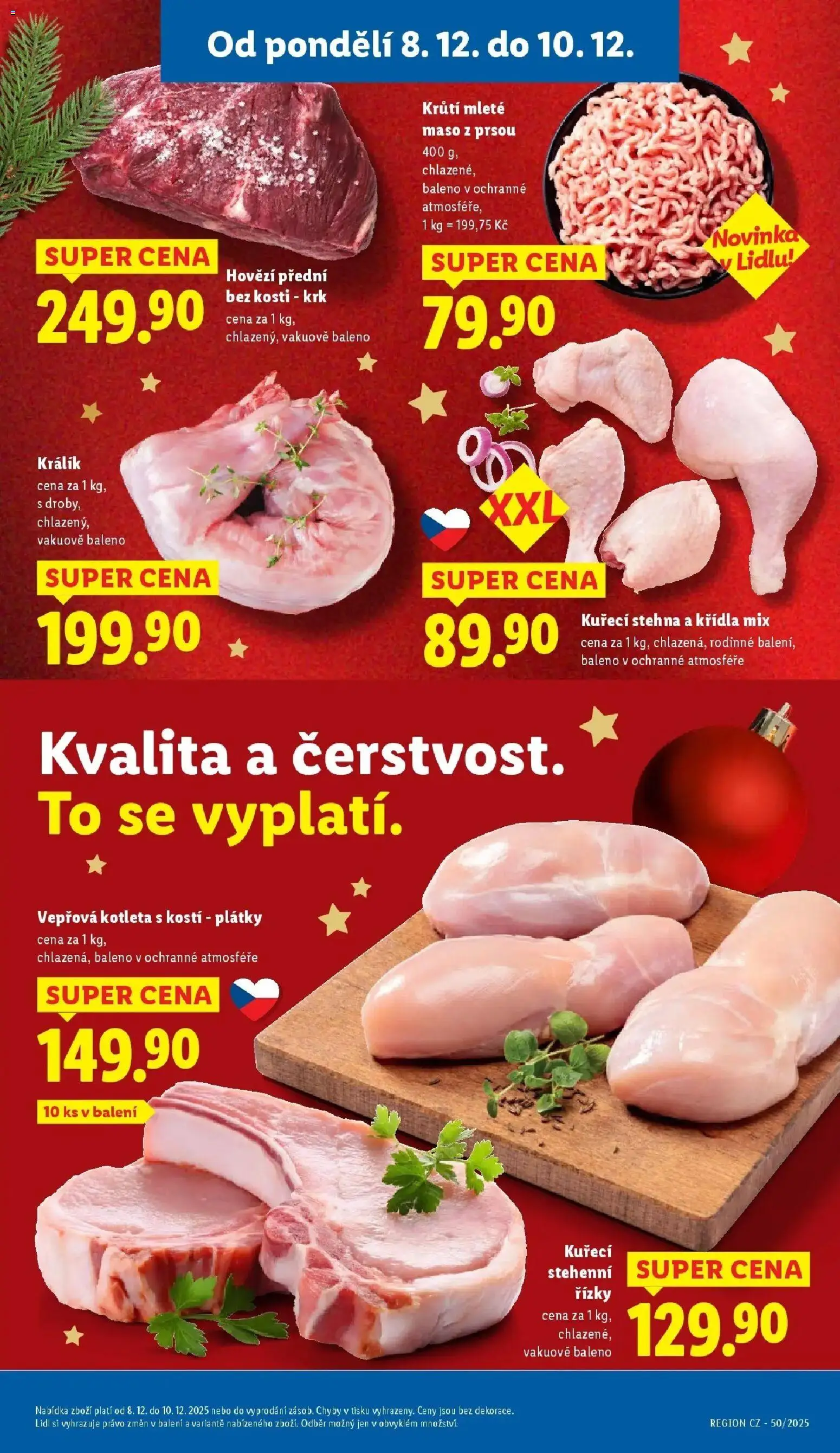 Lidl leták od 08.12.2025 | Strana: 11 | Produkty: Králík, Kuřecí stehenní řízky, Stehenní řízky, Mleté maso