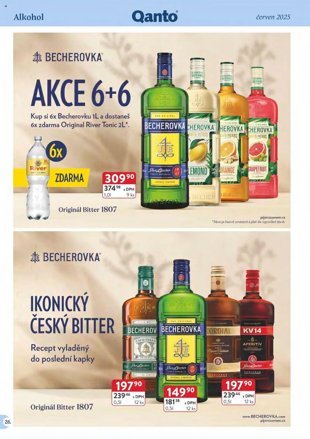 Astur & Qanto leták - Velkoobchod 06/2025 od 01.06.2025 | Strana: 26 | Produkty: Likér, Tonic, River tonic, Becherovka