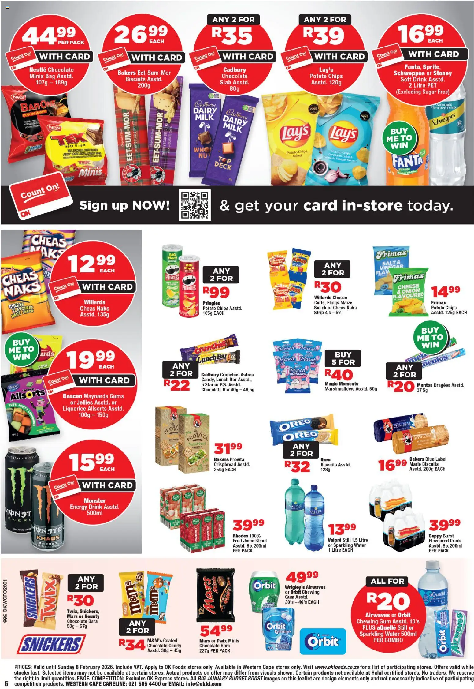 New OK Foods catalogue – valid from 21.01.2026 | Page: 6 | Products: Bag, Biscuits, Chips, Water