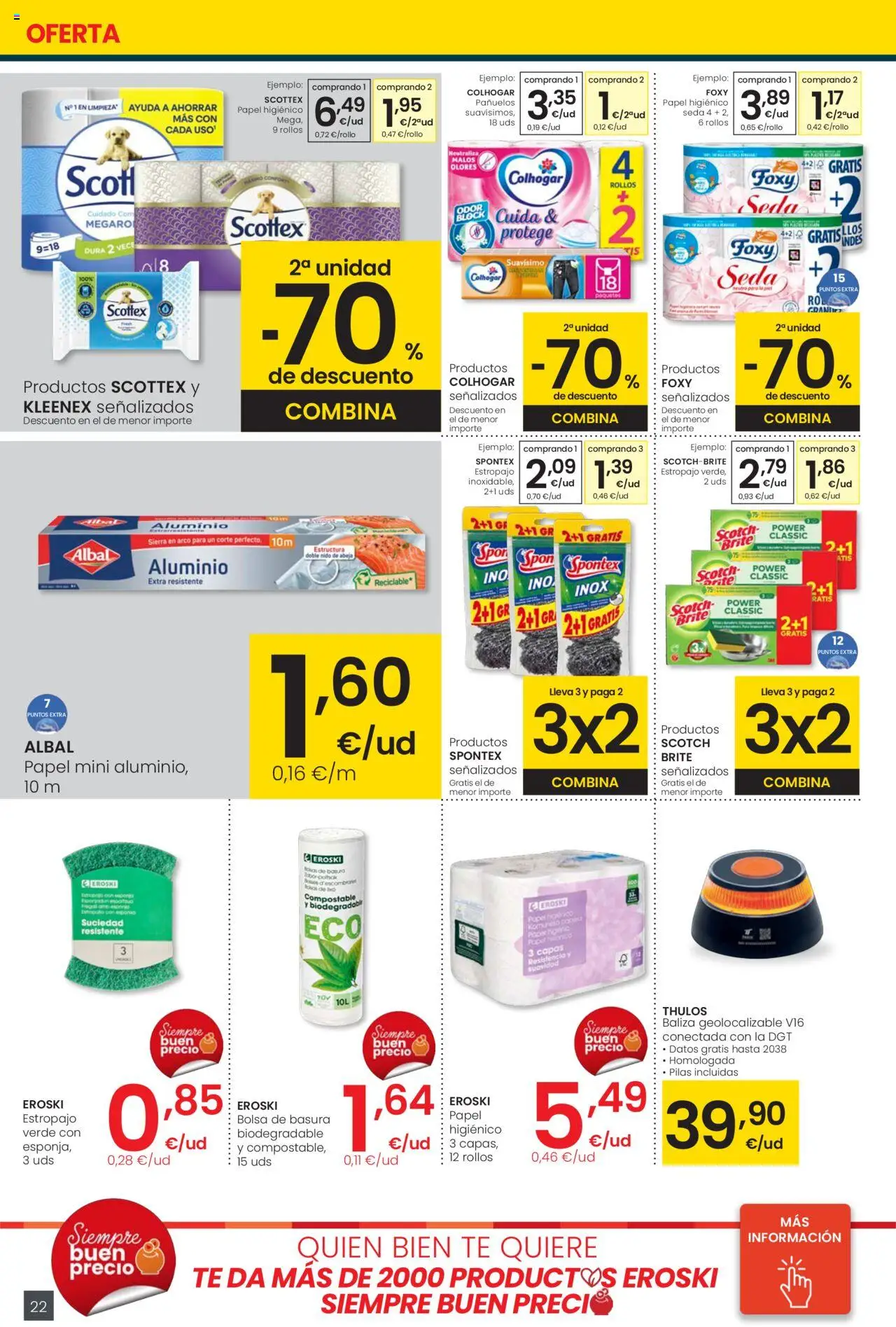 Eroski - Precio más bajo Center │ válido desde el 02.10.2025 | Página: 22 | Productos: Papel higienico, Té, Bolsa