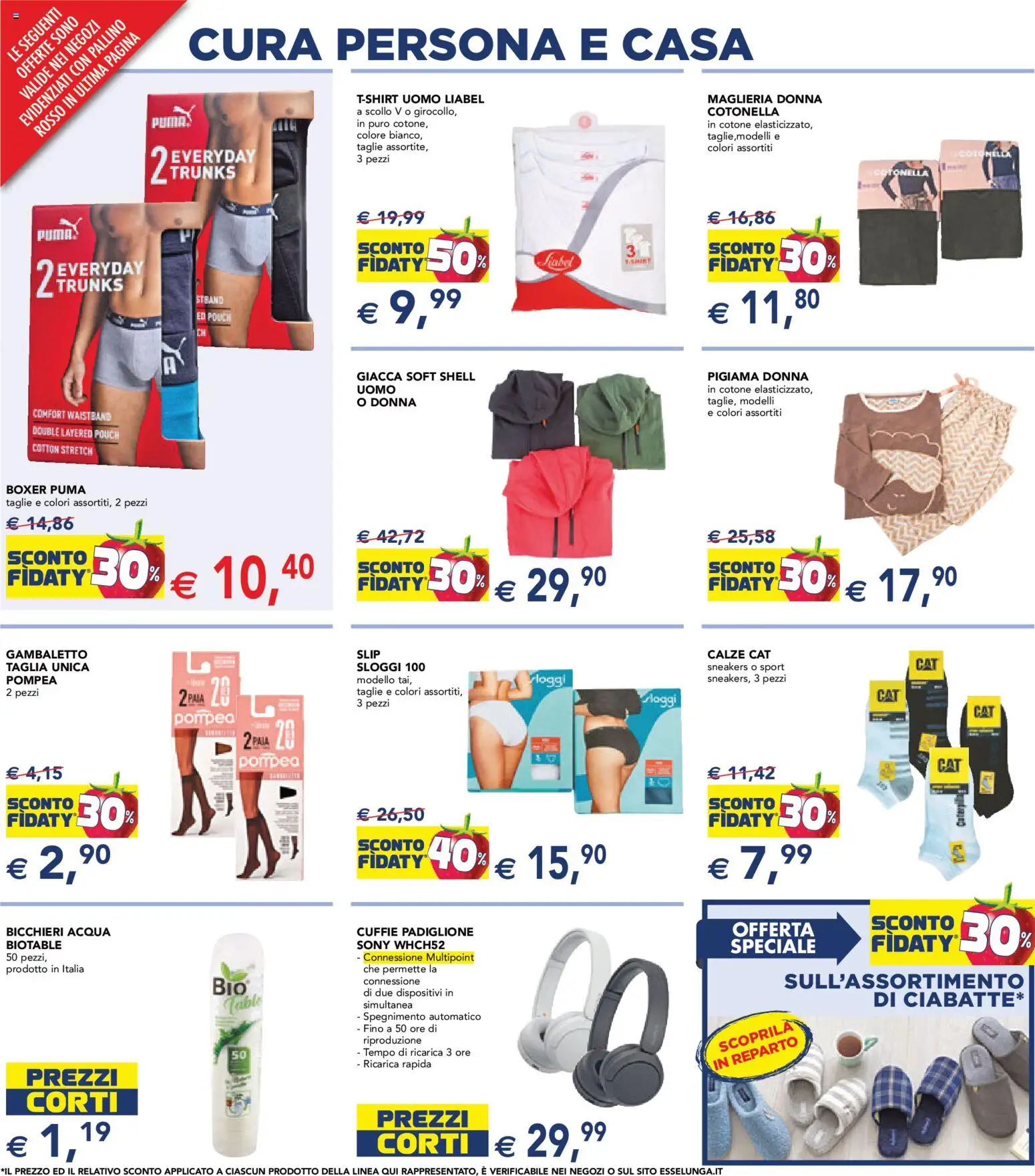 Volantino Esselunga S del 23.10.2025 | Pagina: 32 | Prodotti: Pigiama, Boxer, Acqua, Cuffie