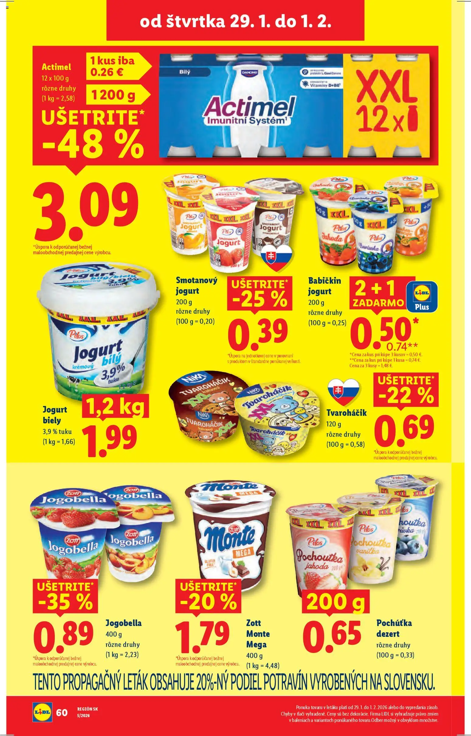 Nové Lidl akcie – leták je platný od 26.01.2026 | Strana: 72 | Produkty: Jogurt, Actimel