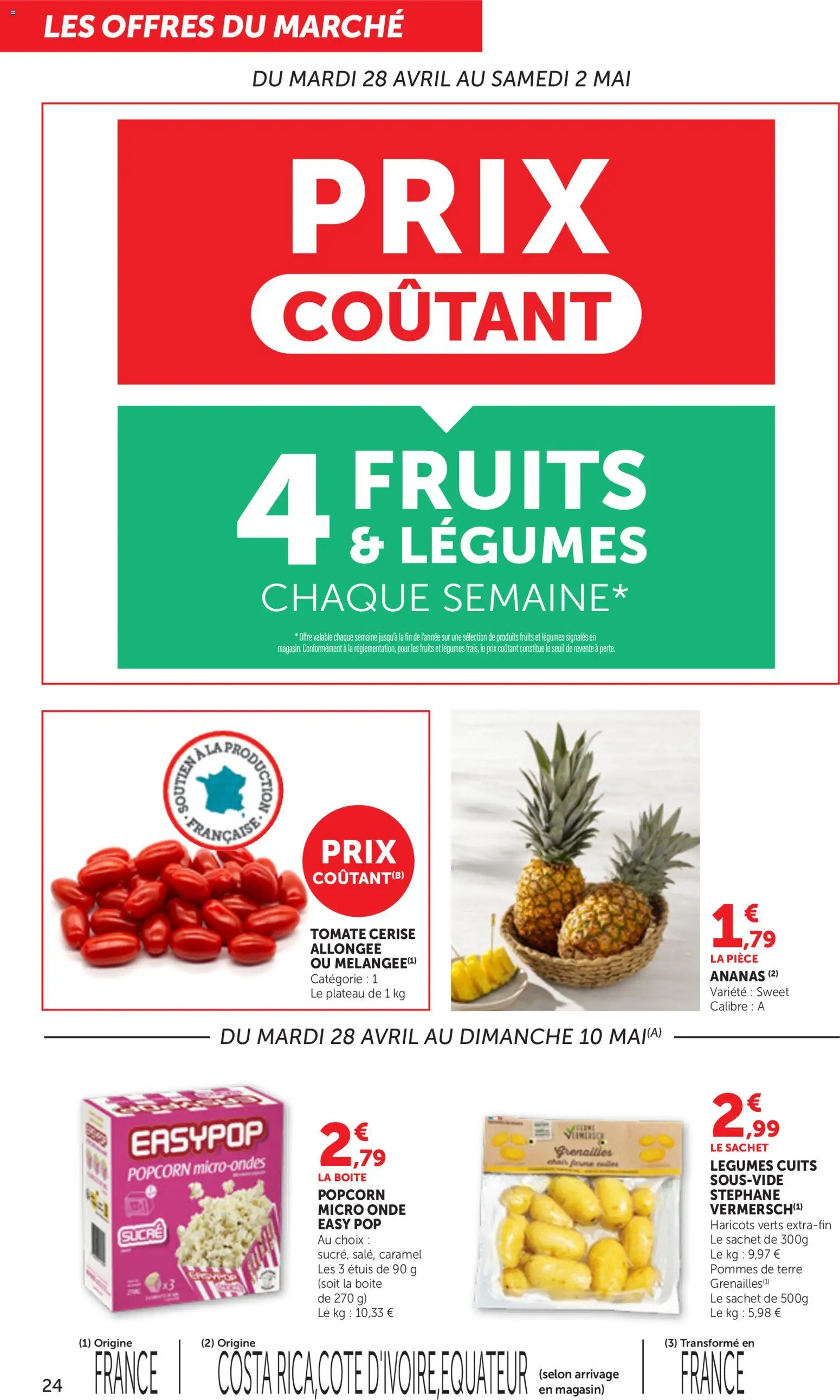 {H1} | Page: 24 | Produits: Popcorn, Haricots verts, Pommes, Pommes de terre