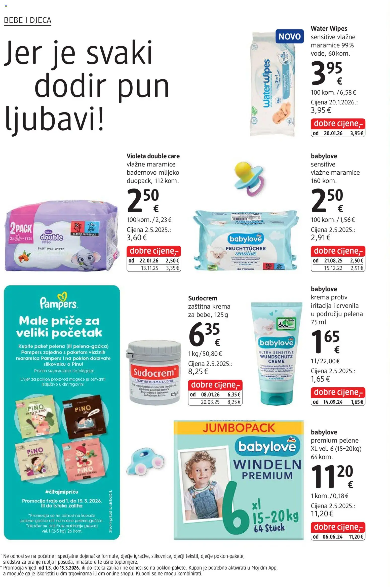 DM katalog | vrijedi od 01.03.2026 | Stranica: 30 | Proizvodi: Pelene, Vlažne maramice, Mlijeko, Pampers