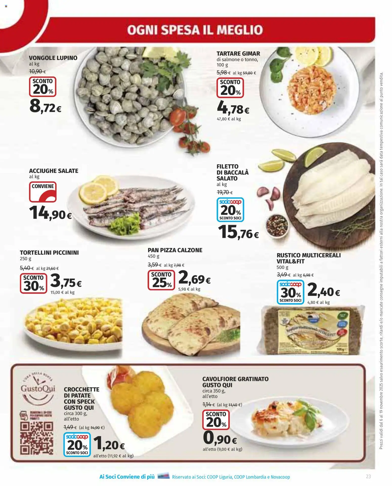 Volantino Ipercoop del 06.11.2025 | Pagina: 23 | Prodotti: Salmone, Vongole, Crocchette, Data