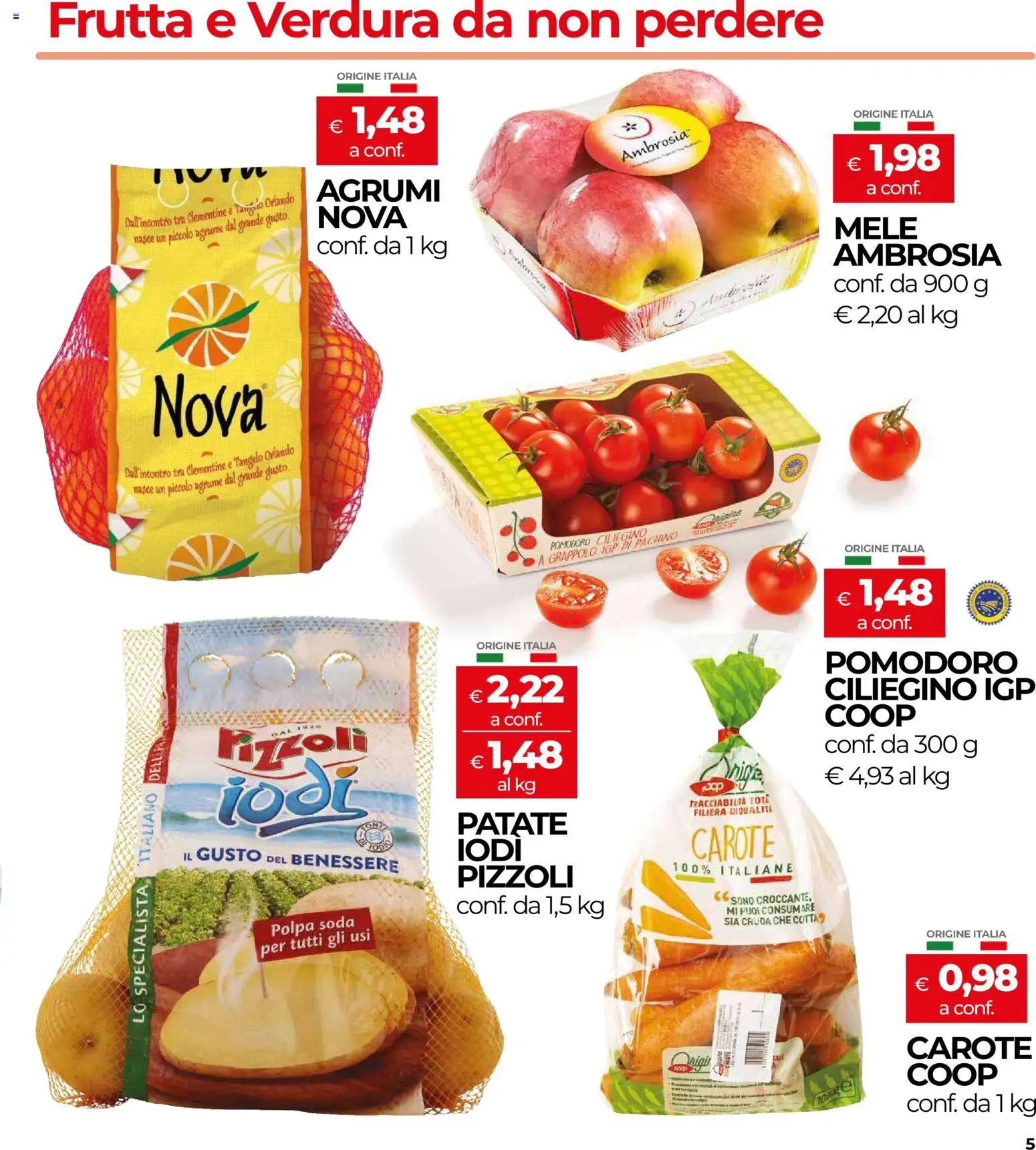 Volantino COOP del 07.01.2026 | Pagina: 5 | Prodotti: Mele, Patate, Frutta, Carote