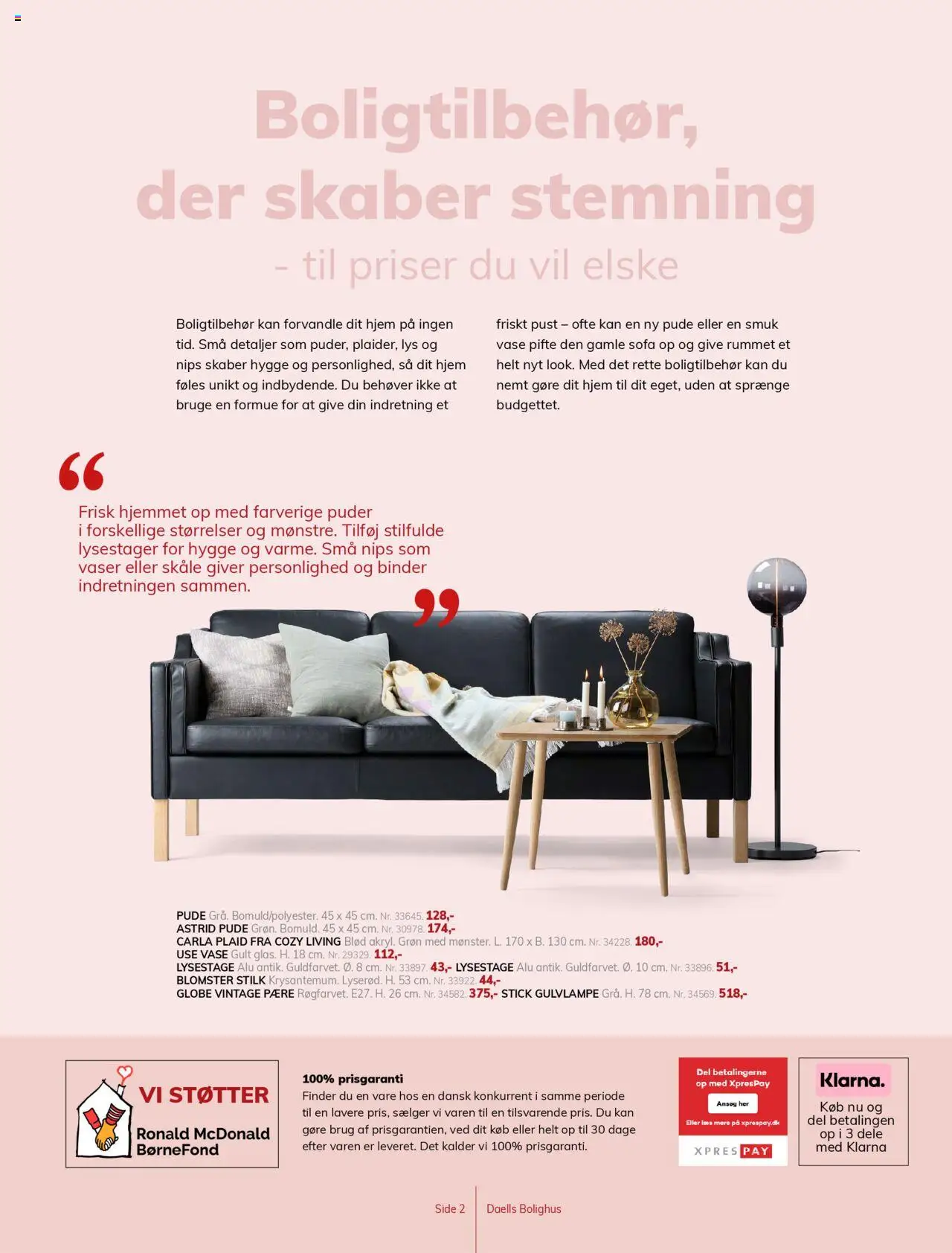 Daells Bolighus Tilbudsavis gyldig fra 10.04.2025 | Side: 2 | Produkter: Pude, Sofa, Vase, Søm