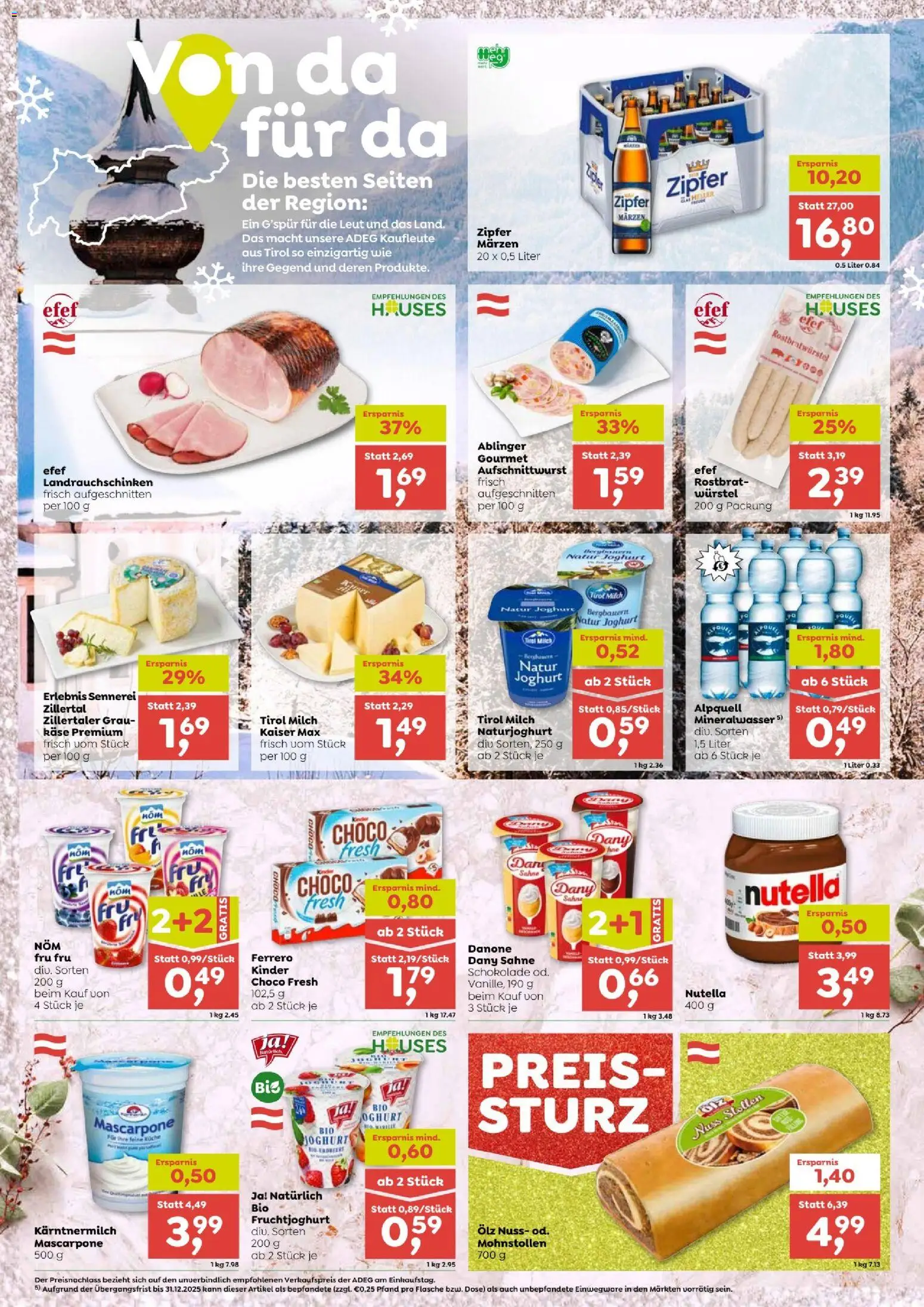 ADEG  Tirol gültig ab 18.12.2025 | Seite: 6 | Produkte: Sahne, Käse, Joghurt, Schokolade