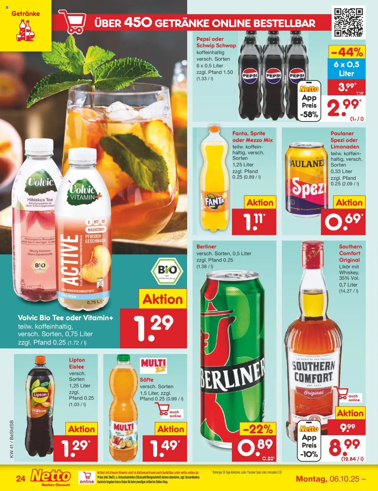 Netto Marken-Discount Prospekt 	 – gültig ab 06.10.2025 | Seite: 28 | Produkte: Fanta, Sprite, Paulaner spezi, Volvic