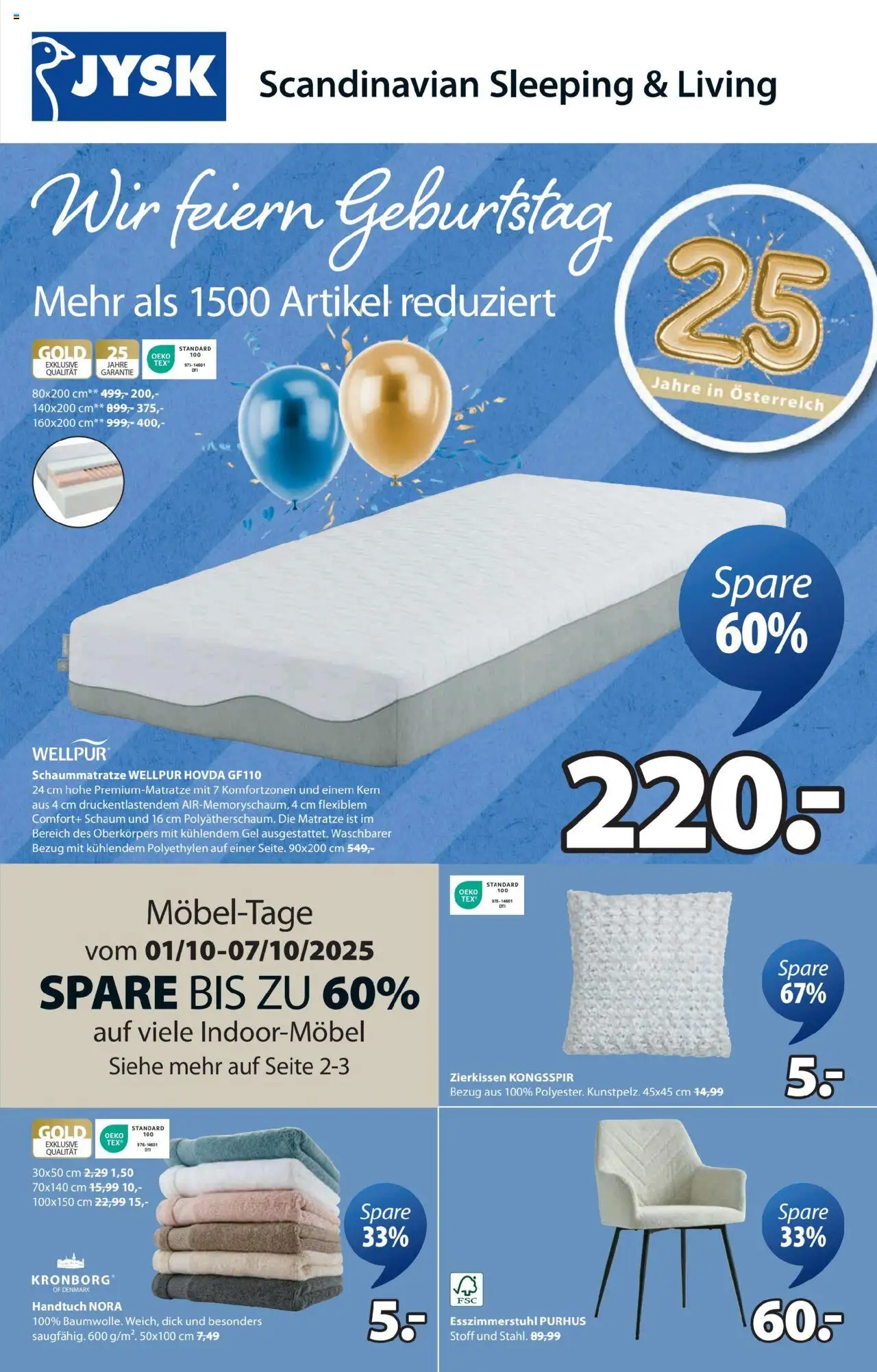 JYSK Angebote gültig ab 01.10.2025 | Seite: 1 | Produkte: Matratze