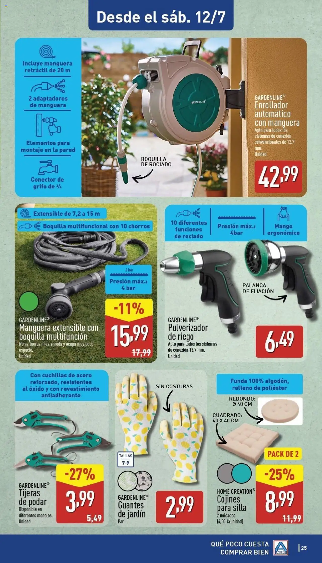 Aldi folleto Canarias │ válido desde el 07.07.2025 | Página: 25 | Productos: Manguera, Guantes, Conector, Silla