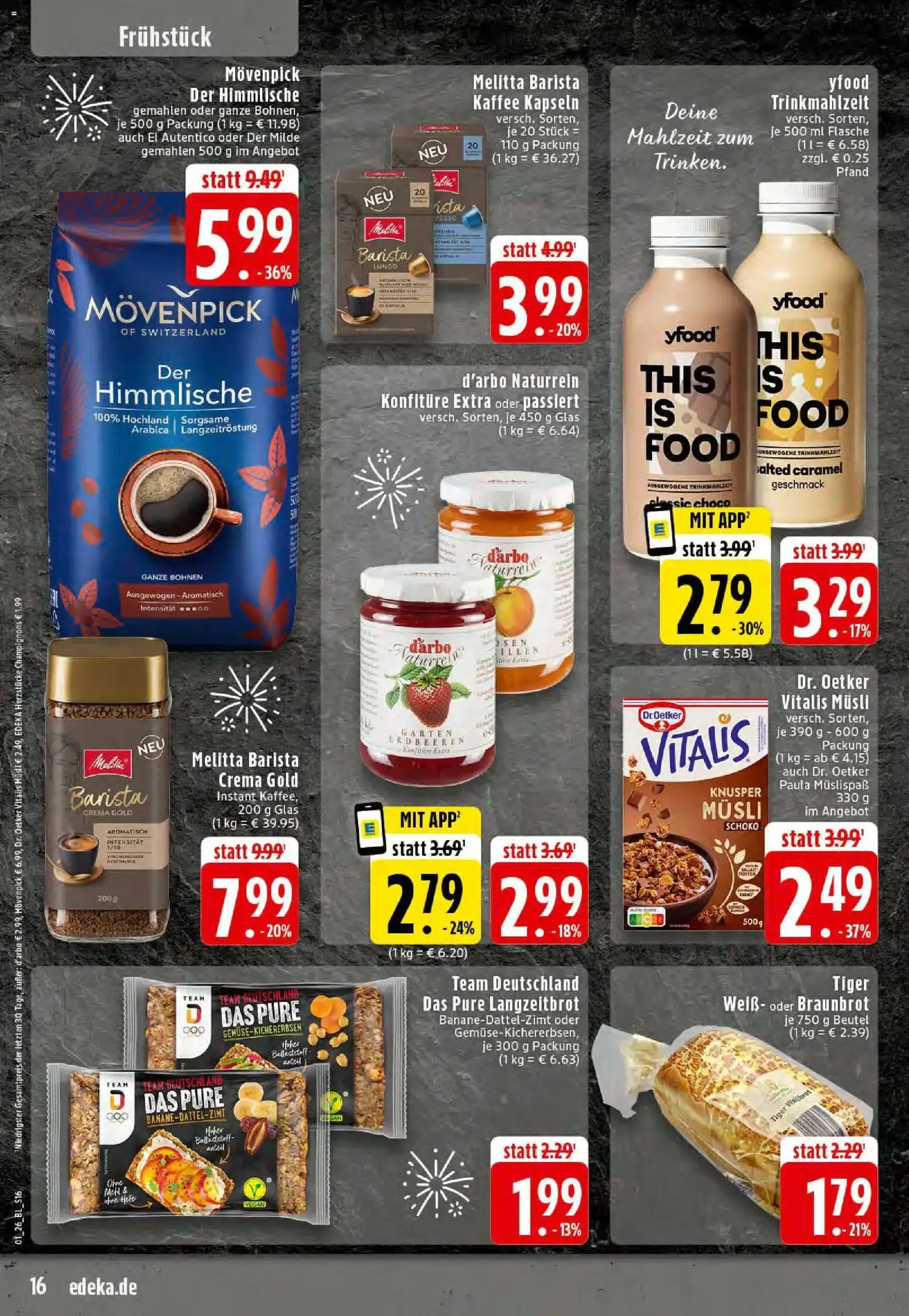 Edeka prospekt Reken-Bahnhof	 – gültig ab 28.12.2025 | Seite: 16 | Produkte: Melitta, Kaffee, YFood, Erdbeeren