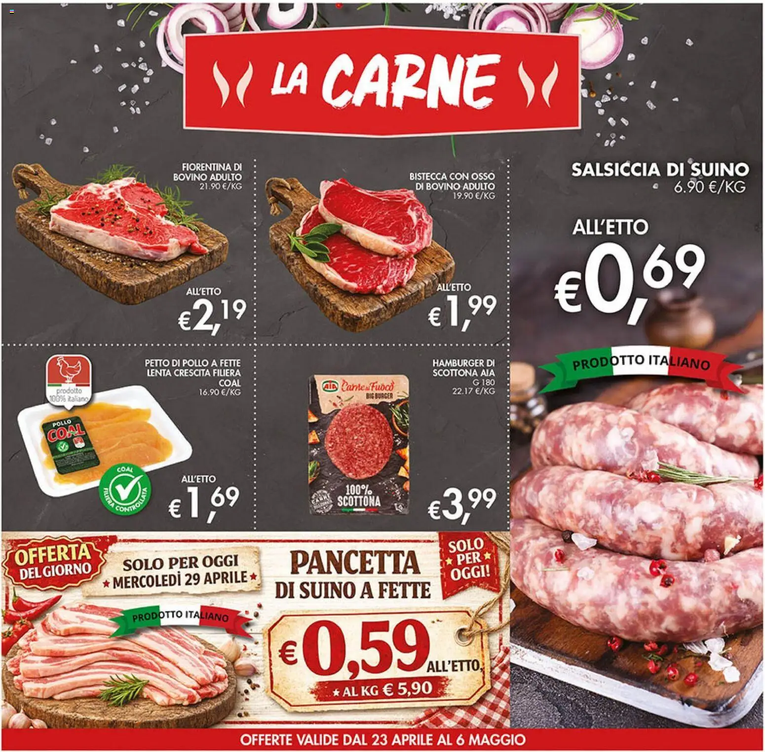 Volantino Coal del 23.04.2026 | Pagina: 8 | Prodotti: Pollo, Pancetta, Salsiccia, Hamburger