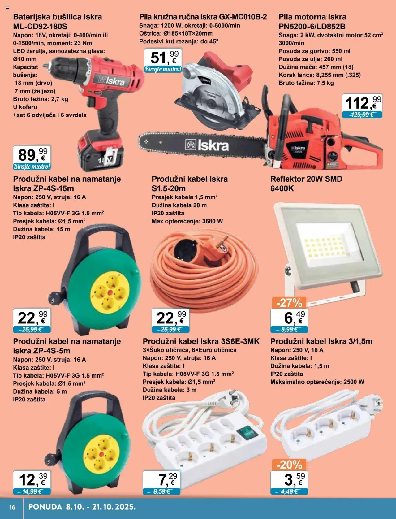 KTC katalog | vrijedi od 08.10.2025 | Stranica: 16 | Proizvodi: Ulje, Reflektor, Bušilica, Kabel