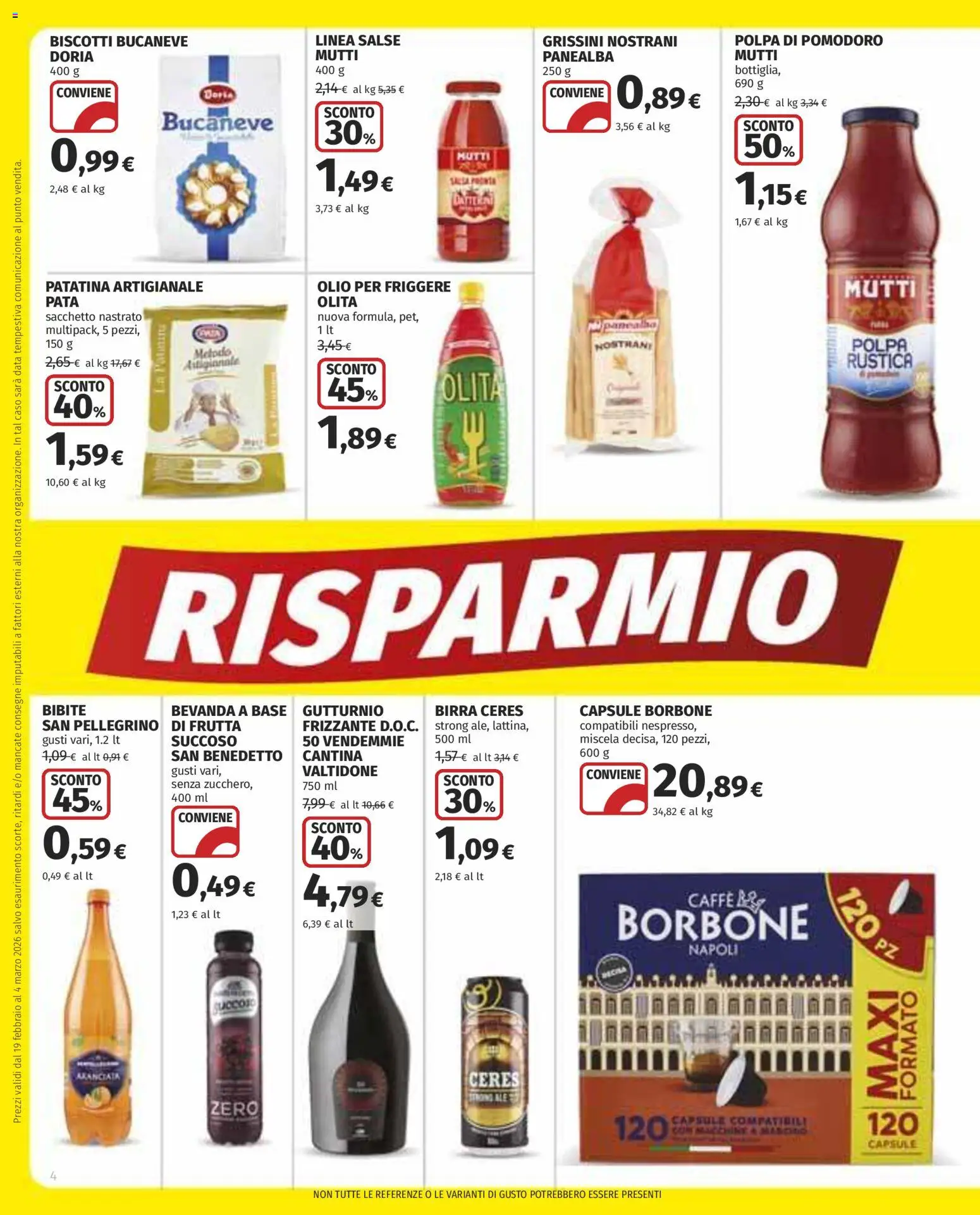 Volantino COOP del 19.02.2026 | Pagina: 4 | Prodotti: Pomodoro, Ceres, Mutti, Grissini