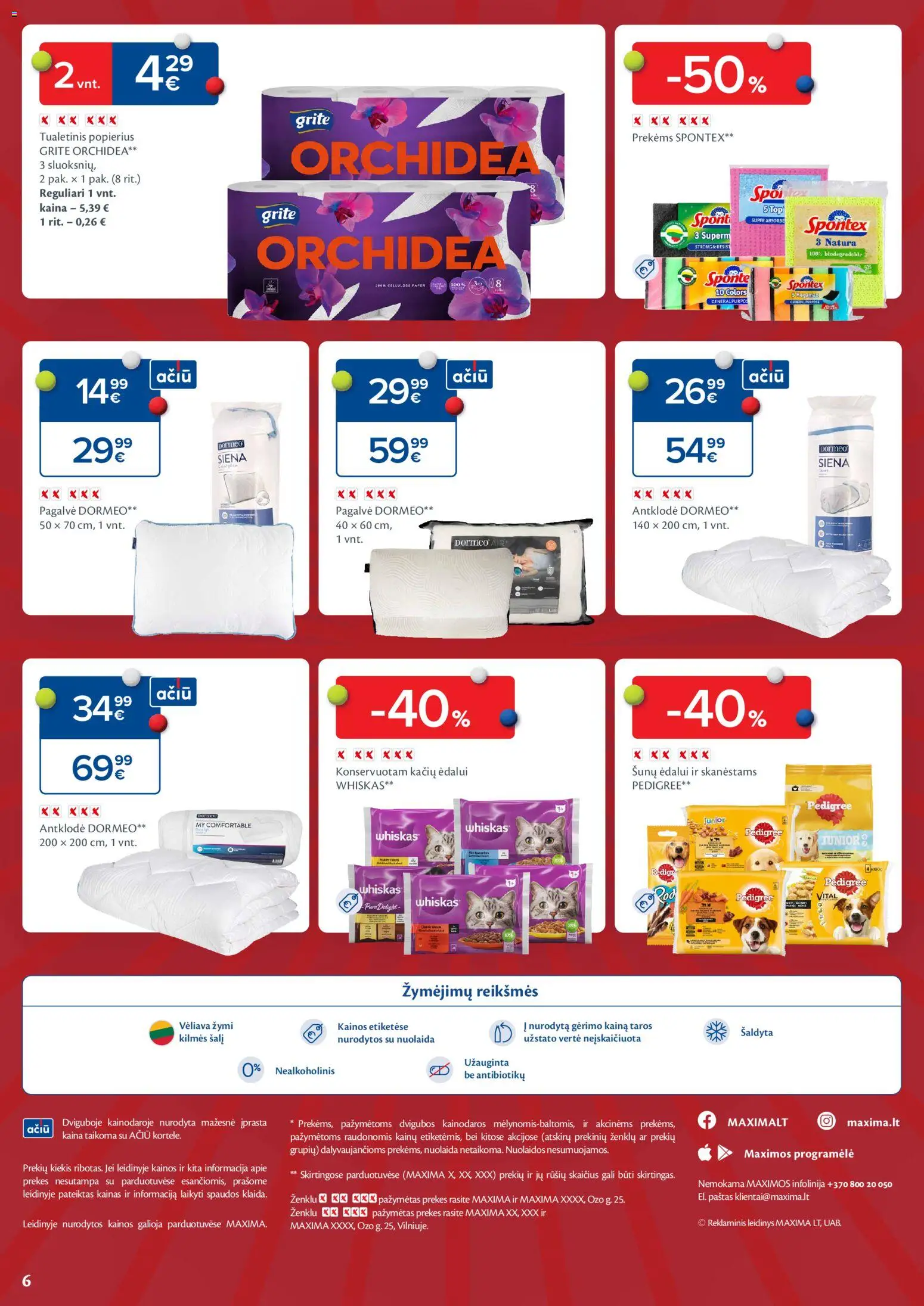 MAXIMA akcijos nuo 03.02.2026 | Puslapis: 6 | Prekių: Pagalvė, Antklodė, Tualetinis popierius