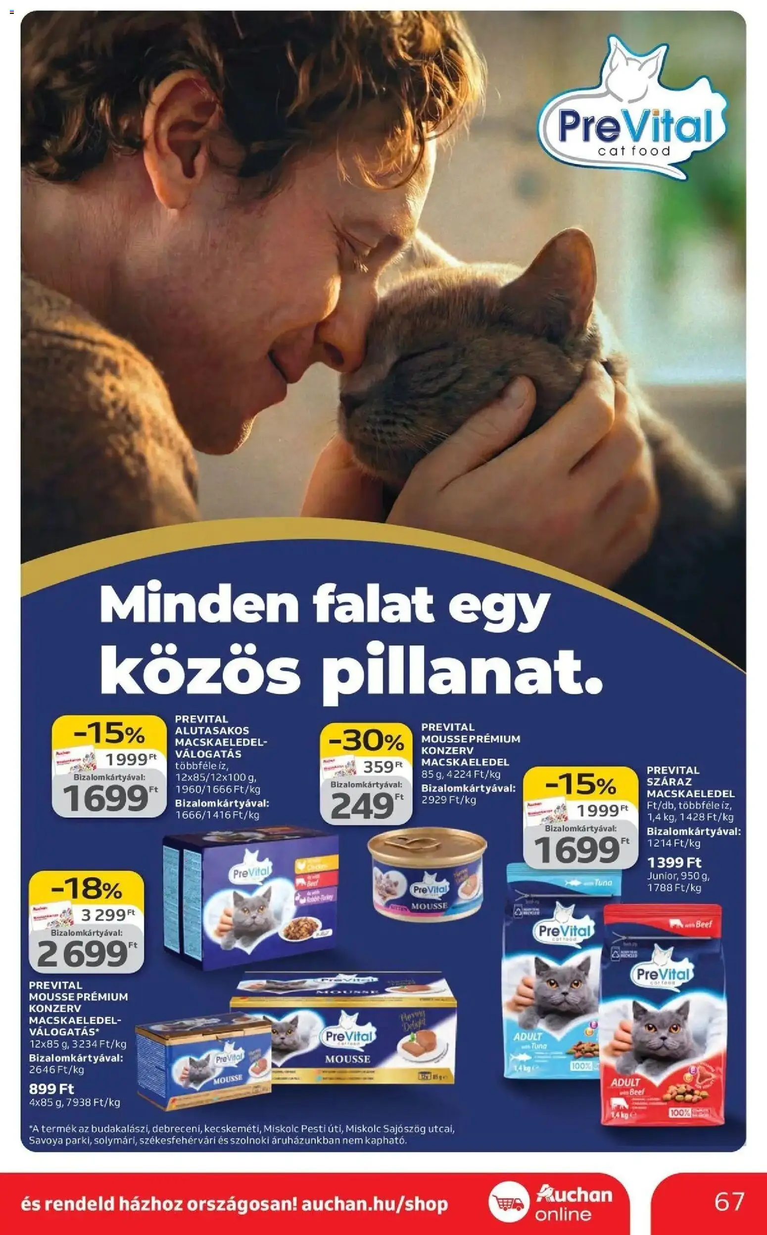 Auchan akciós ujság - amely érvényes a következő dátumtól: 19.03.2026 | Oldal: 67 | Termékek: Macskaeledel