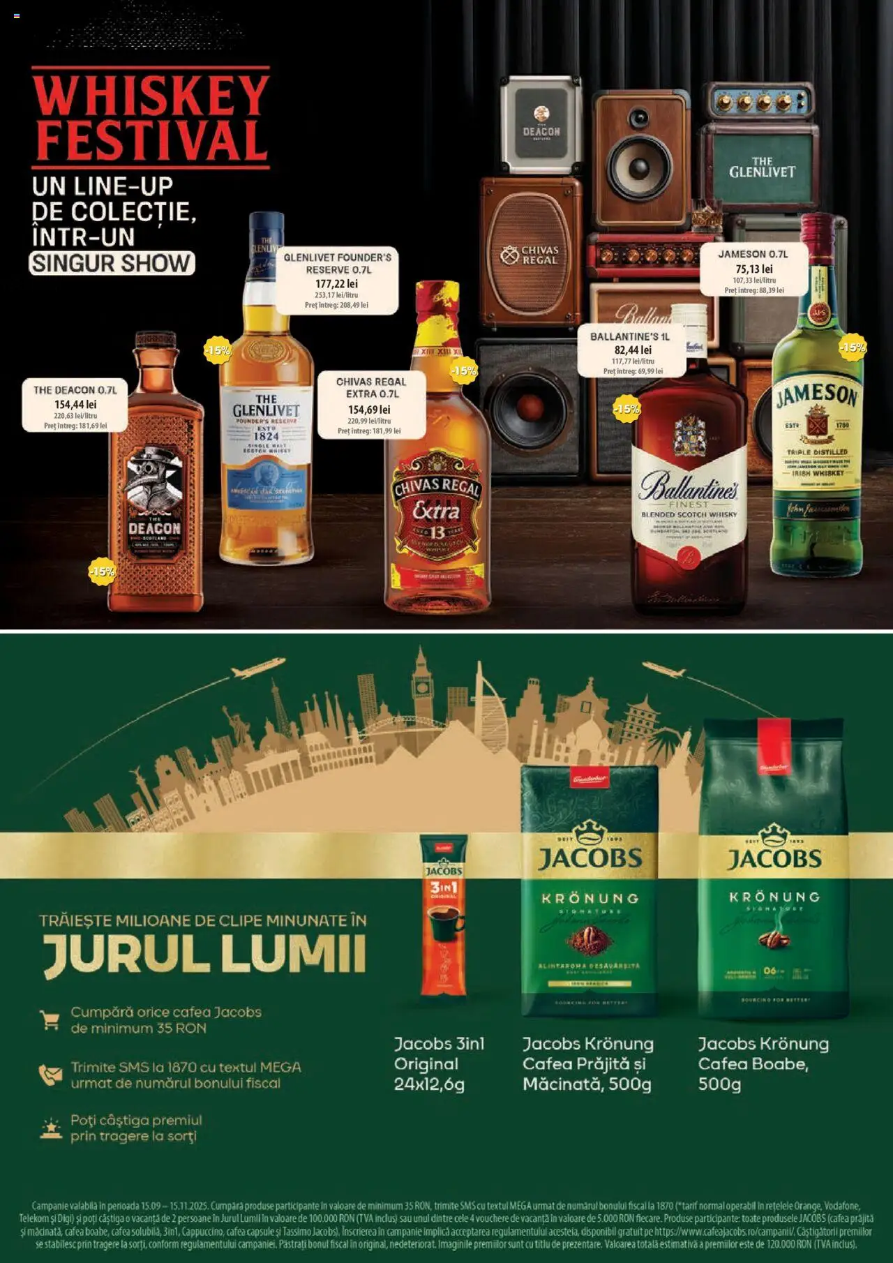 Noul catalog Mega Image – valabil de la 02.10.2025 | Pagină: 8 | Produse: Köpek çiti, Cafea, Whiskey