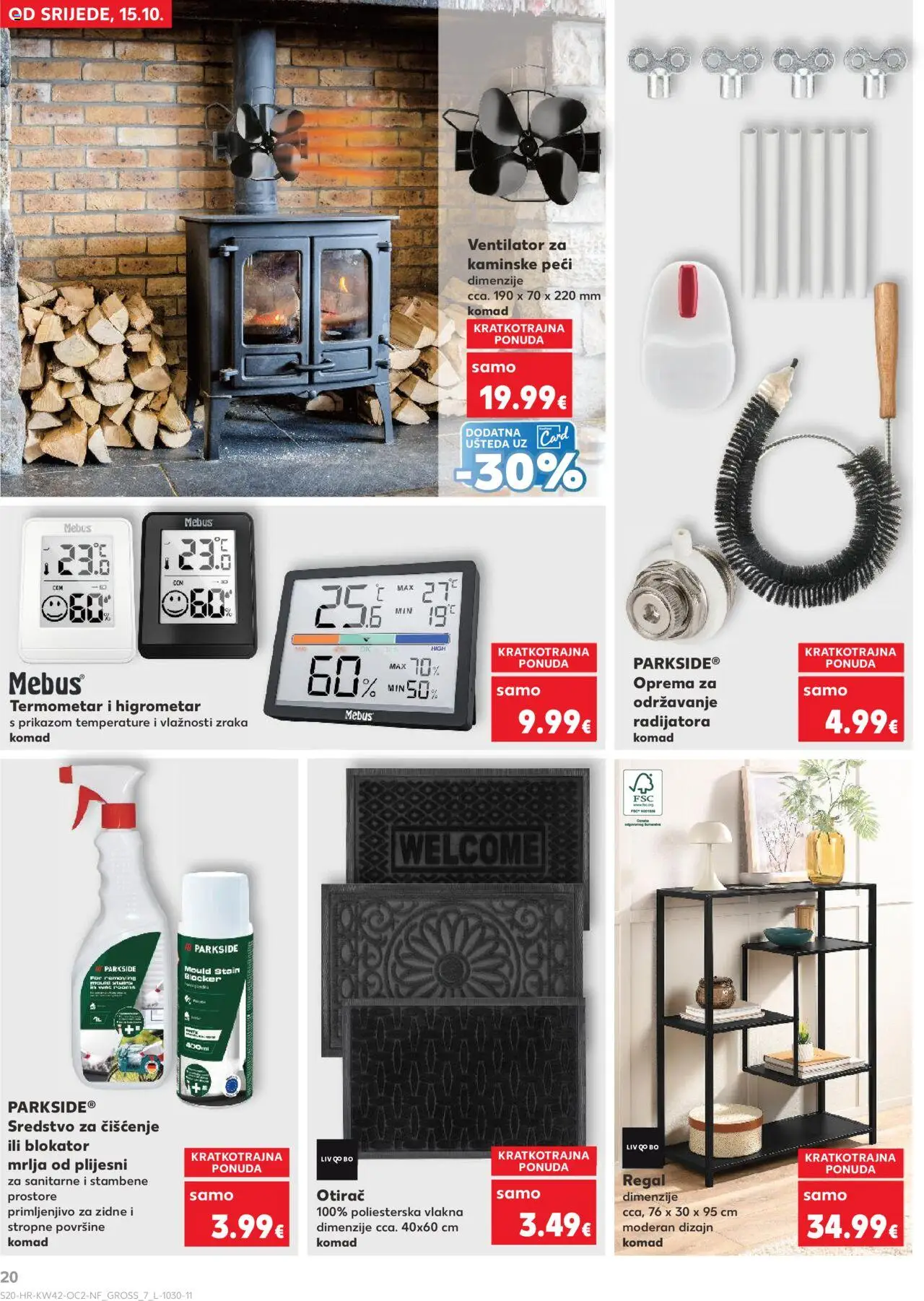Kaufland katalog | vrijedi od 15.10.2025 | Stranica: 20 | Proizvodi: Termometar, Ventilator, Otirač, Regal