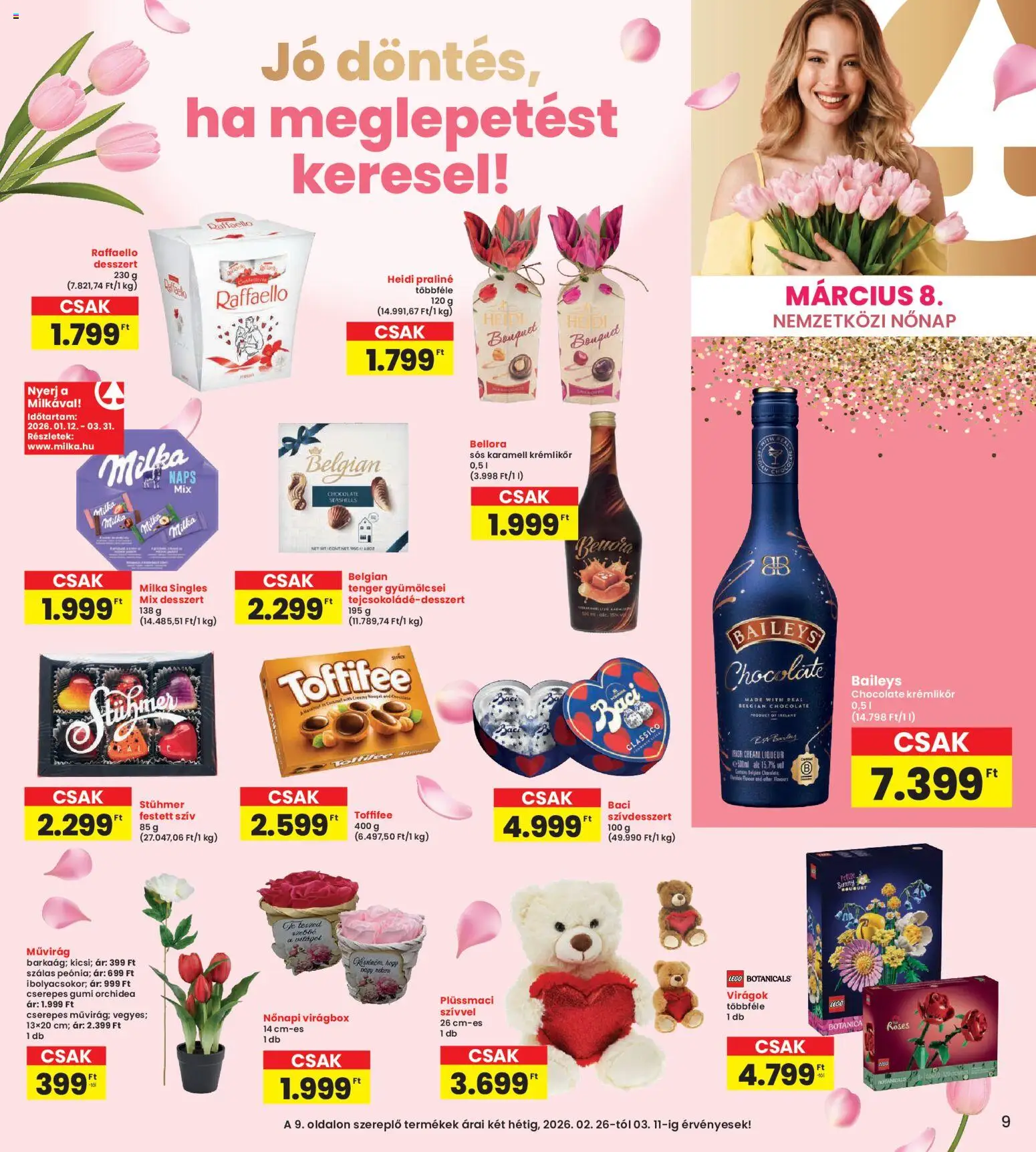 Interspar akciós ujság - amely érvényes a következő dátumtól: 26.02.2026 | Oldal: 9 | Termékek: Raffaello, Praliné, Toffifee, Tenger gyümölcsei