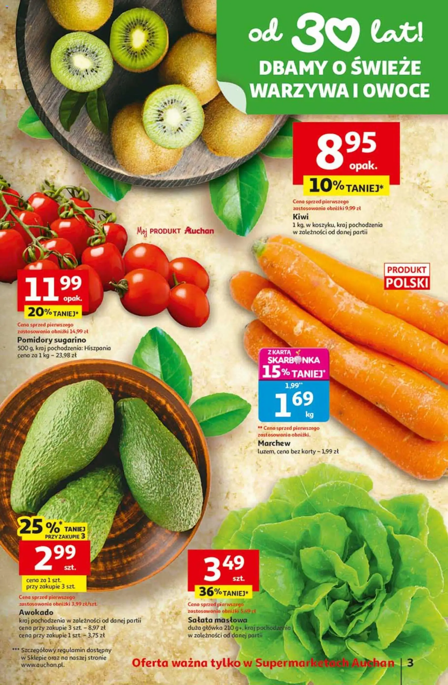 Auchan Gazetka od 22.01.2026 | Strona: 3 | Produkty: Karta, Kiwi, Warzywa, Owoce