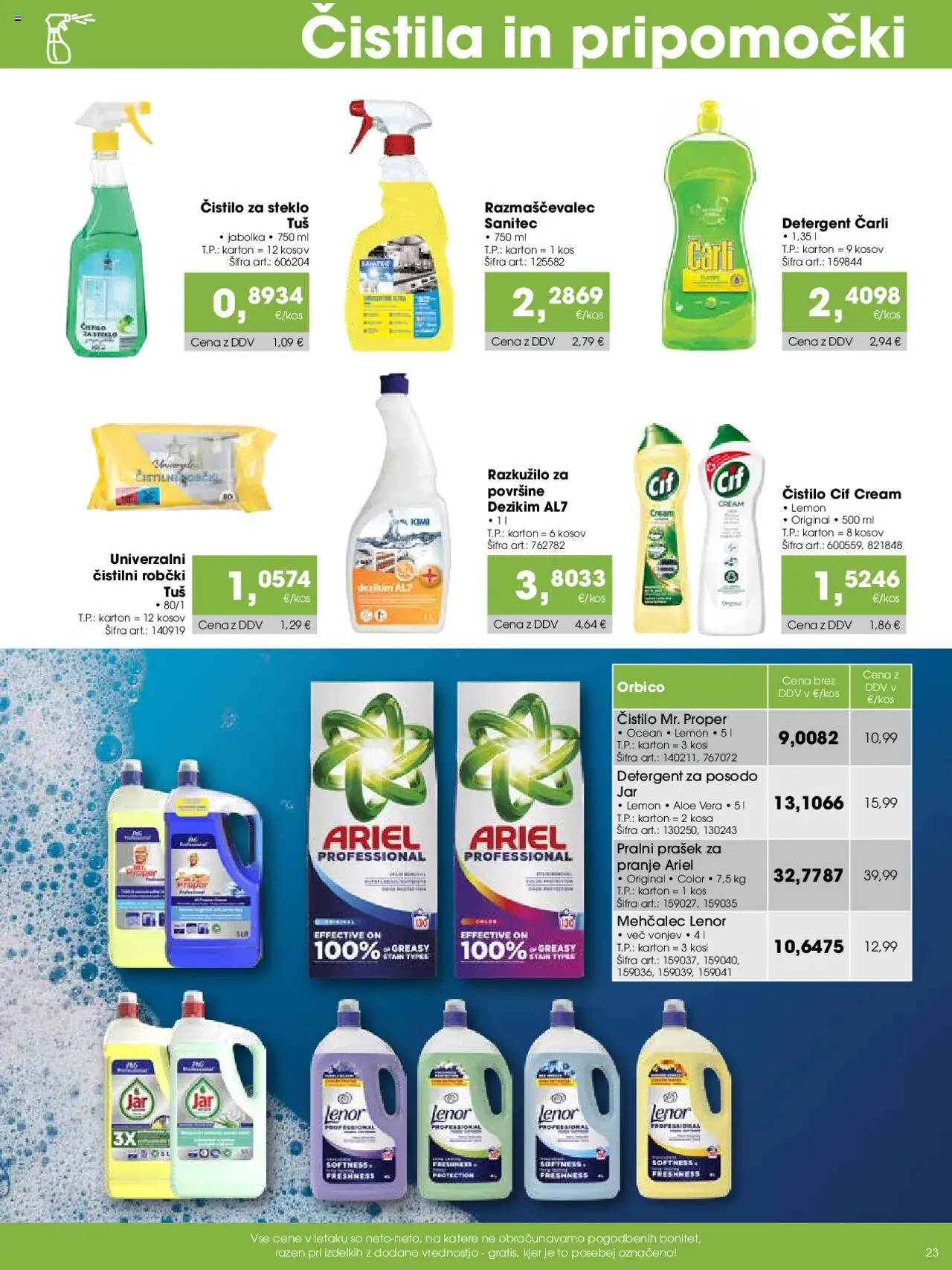 Novi Tuš katalog ponudbe – veljaven od 07.09.2025 | Stran: 23 | Izdelki: Čistila, Robčki, Detergent, Razkužilo