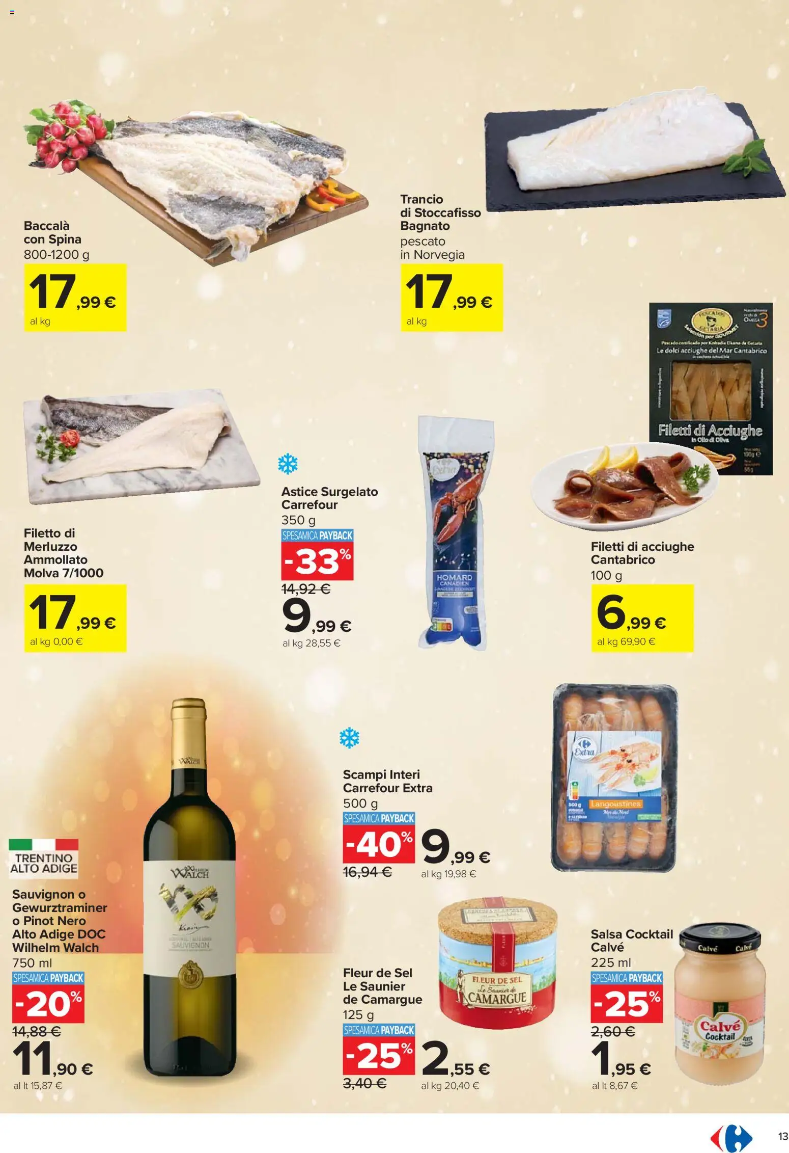 Volantino Carrefour del 27.11.2025 | Pagina: 13 | Prodotti: Merluzzo, Salsa, Acciughe, Astice