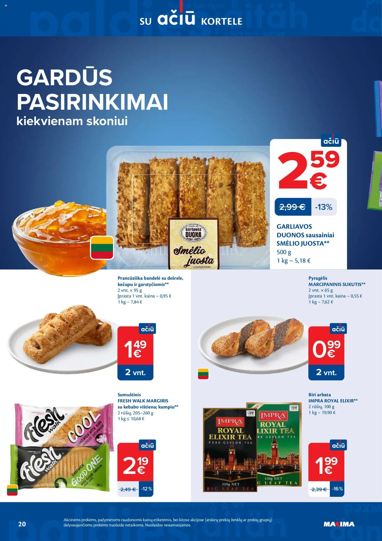MAXIMA akcijos nuo 07.04.2026 | Puslapis: 20 | Prekių: Sausainiai, Bandelė, Duona, Arbata