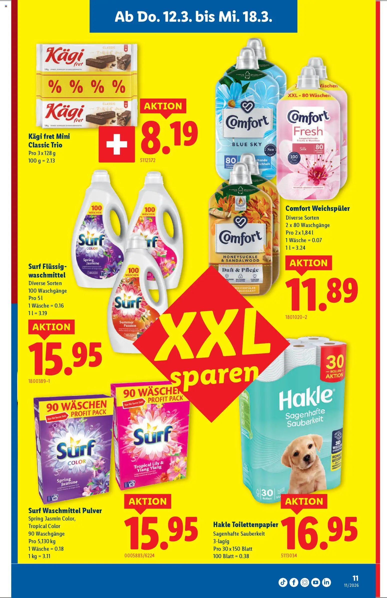 Lidl aktionen – gültig ab 12.03.2026 | Seite: 11 | Produkte: Duft, Weichspüler, Waschmittel, Toilettenpapier