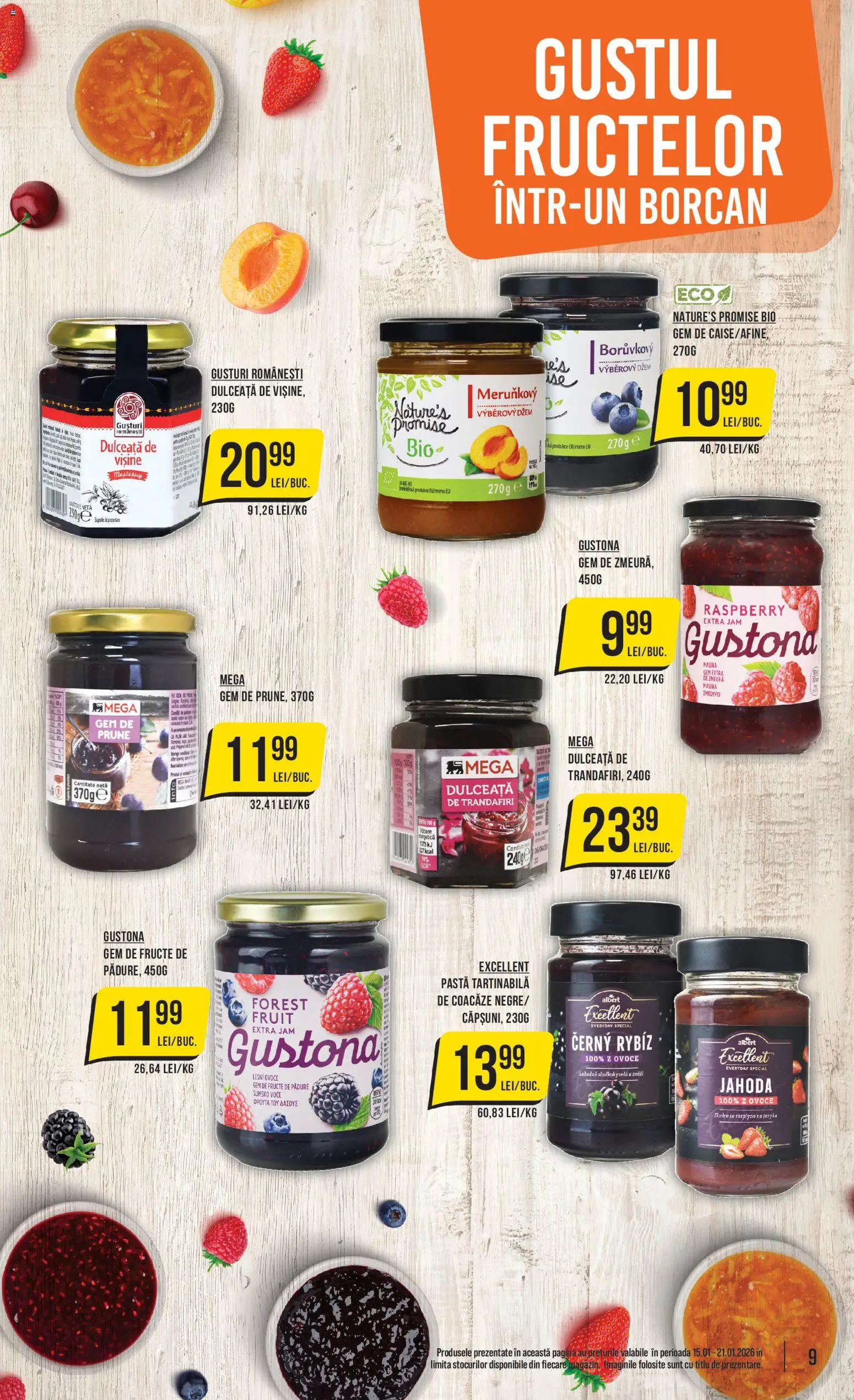 Noul catalog Mega Image – valabil de la 15.01.2026 | Pagină: 9 | Produse: Şerit ödül, Zmeură, Borcan, Gem