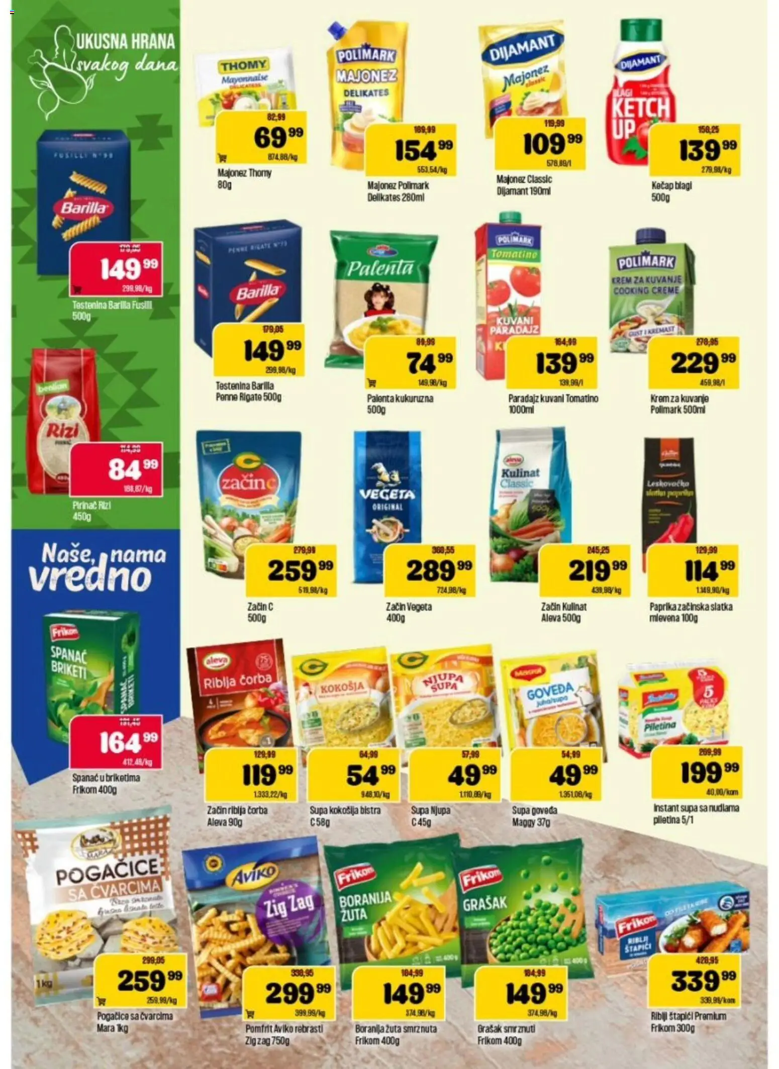 Podunavlje katalog - važi od 25.03.2026 | Strana: 6 | Proizvode: Spanać, Majonez, Testenina, Paradajz