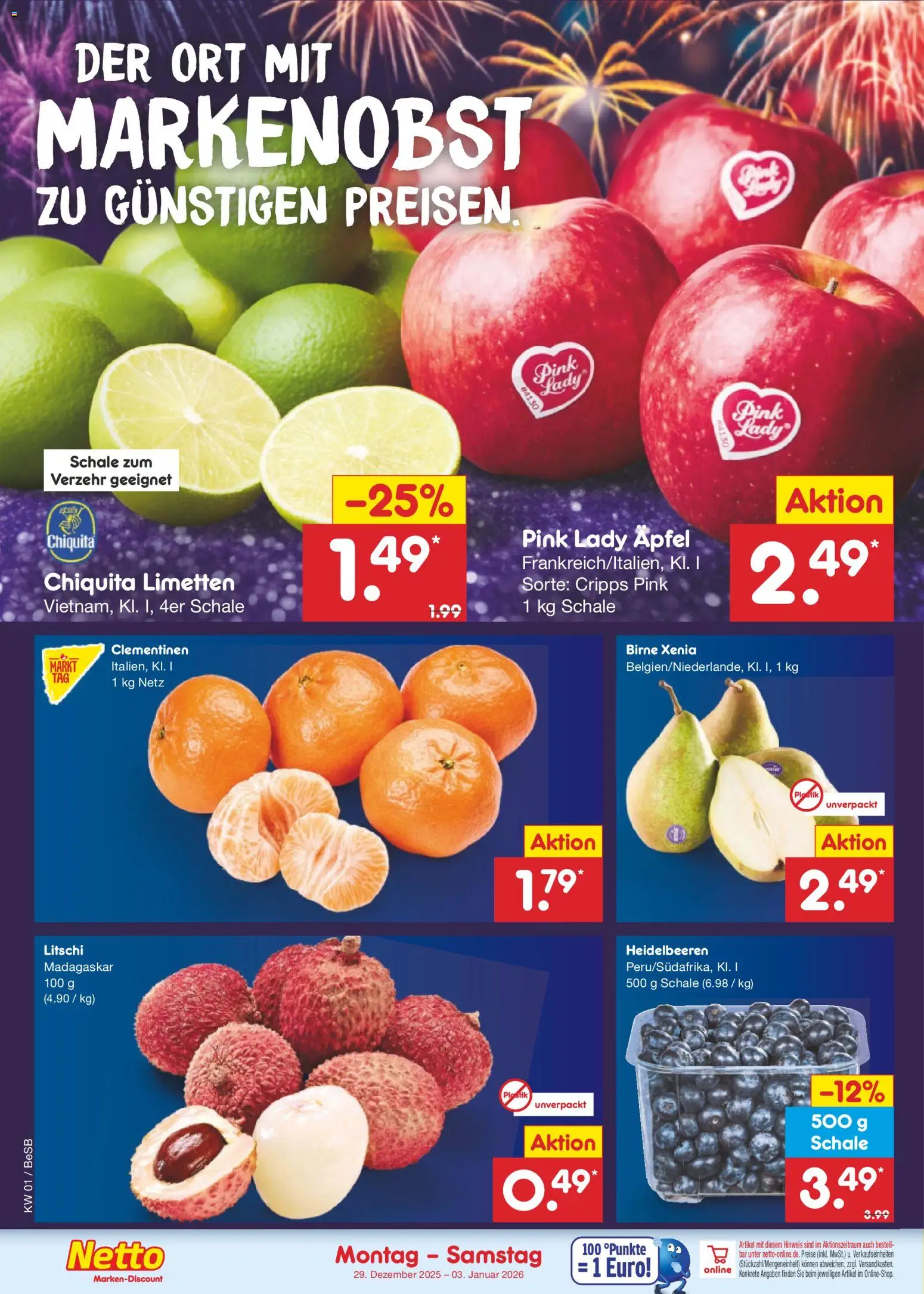 Netto Marken-Discount Prospekt 	 – gültig ab 29.12.2025 | Seite: 6 | Produkte: Limetten, Äpfel, Heidelbeeren, Birne