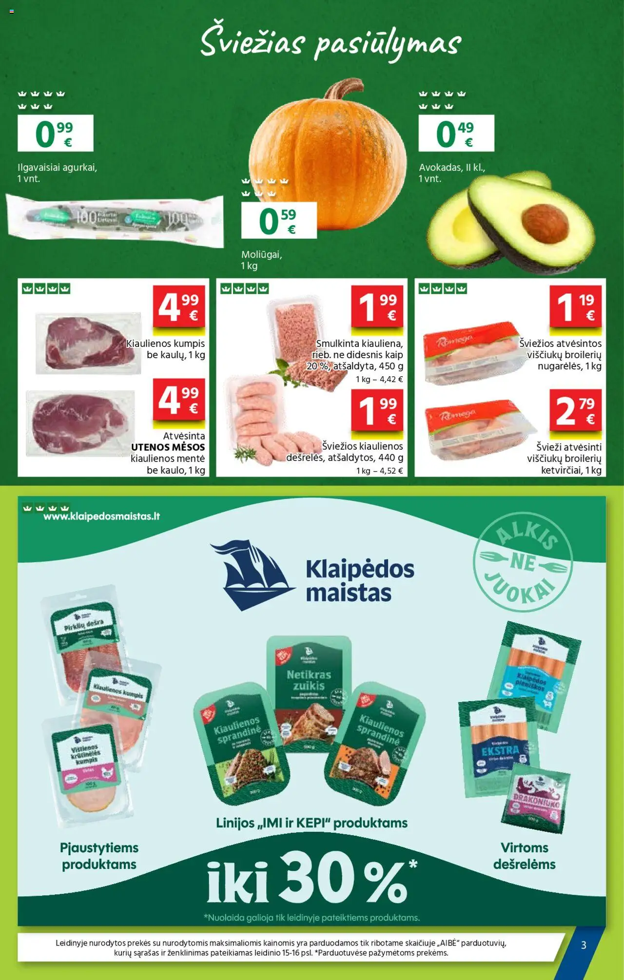 AIBE akcijos nuo 16.10.2025 | Puslapis: 3 | Prekių: Kiaulienos, Kumpis, Kiauliena