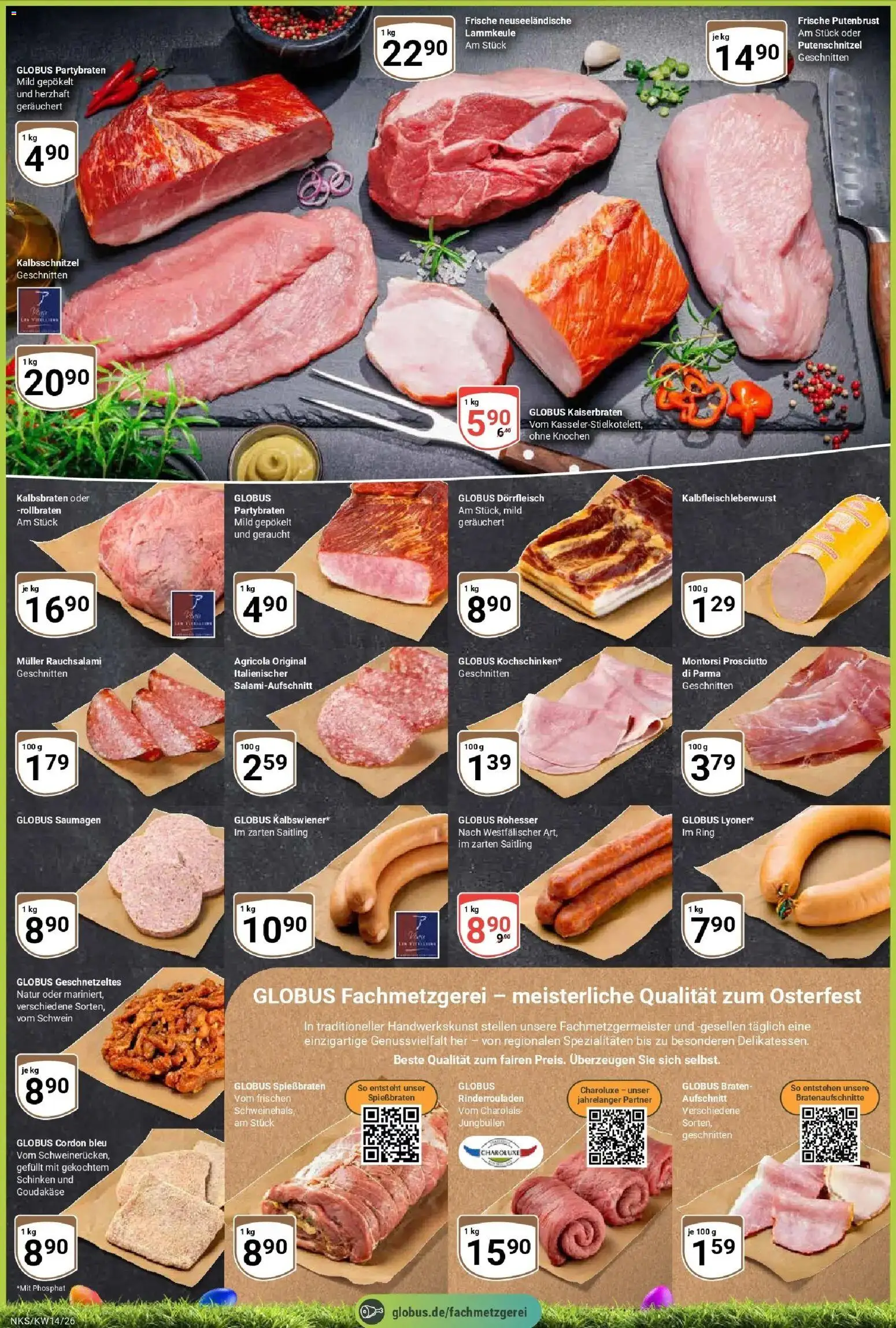 Globus prospekt Neunkirchen	 – gültig ab 30.03.2026 | Seite: 2 | Produkte: Rinderrouladen, Lammkeule, Putenschnitzel, Schinken