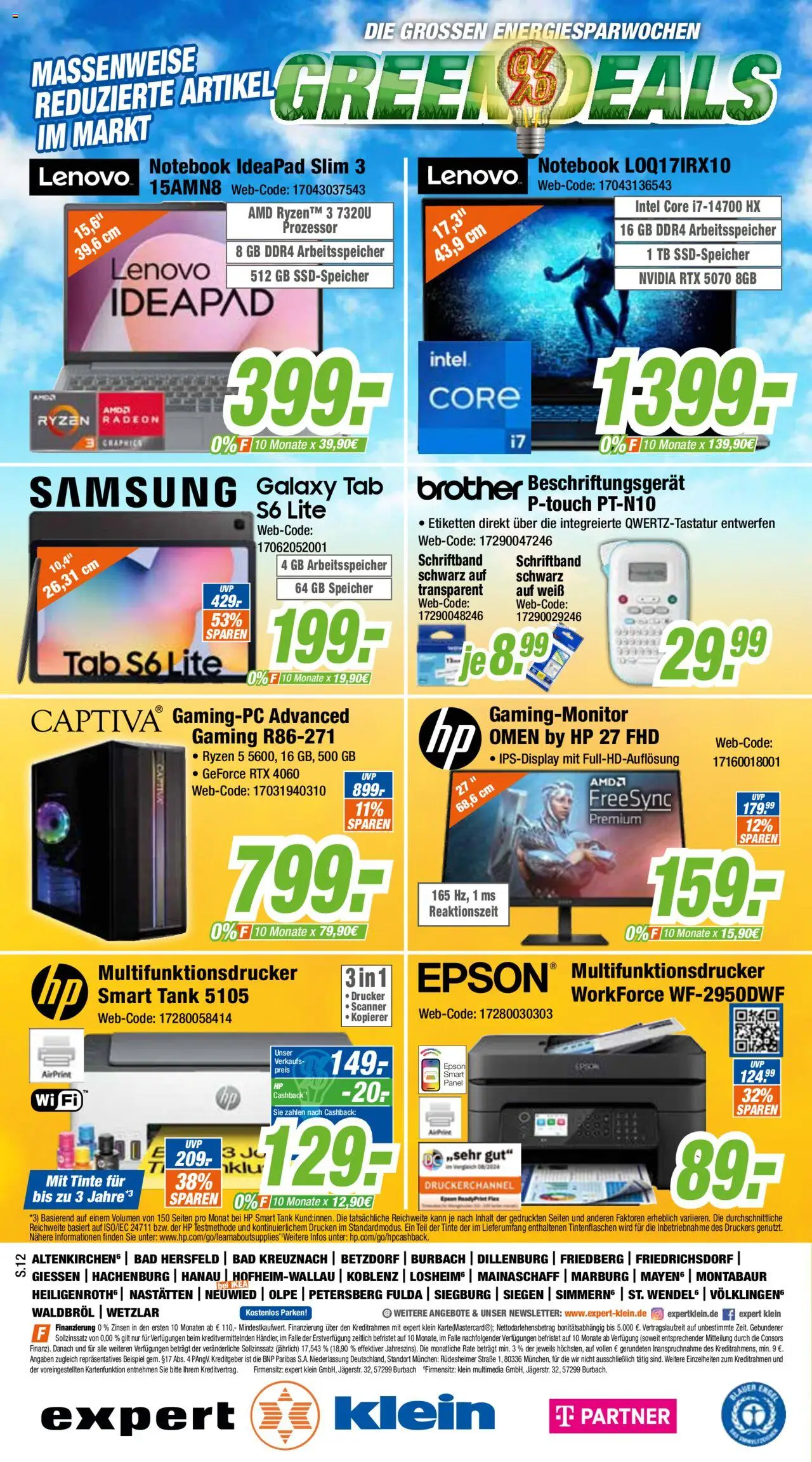 Expert Prospekt Grean Deals - gültig ab dem 01.08.2025 | Seite: 12 | Produkte: Lenovo, HP, Notebook, Drucker