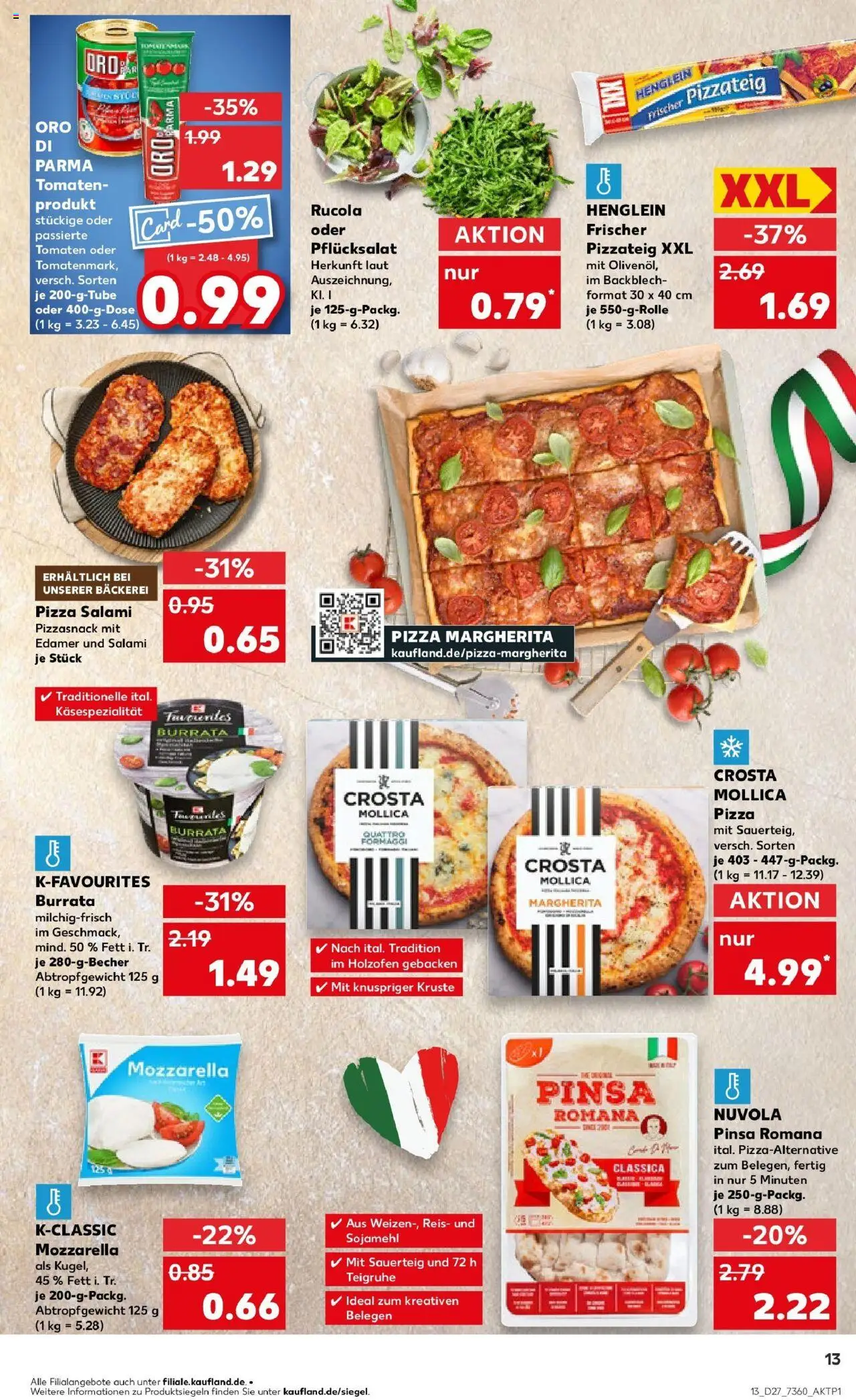 Kaufland prospekt Strausberg	 - gültig ab dem 03.07.2025 | Seite: 13 | Produkte: Rucola, Oro di parma, Salami, Reis