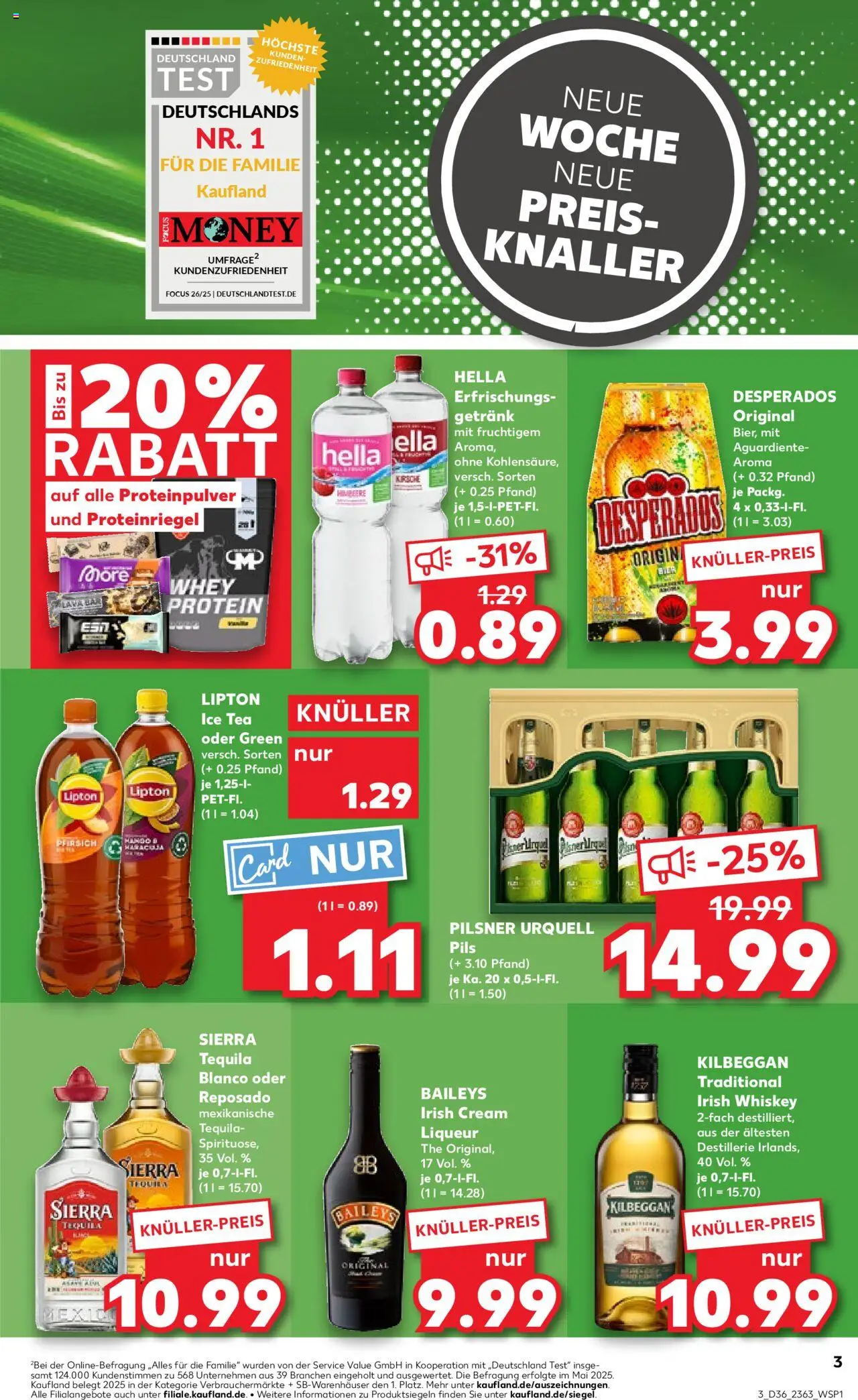 Kaufland prospekt Bremen	 – gültig ab 07.09.2025 | Seite: 3 | Produkte: Tequila, Hella, Pilsner urquell, Himbeere