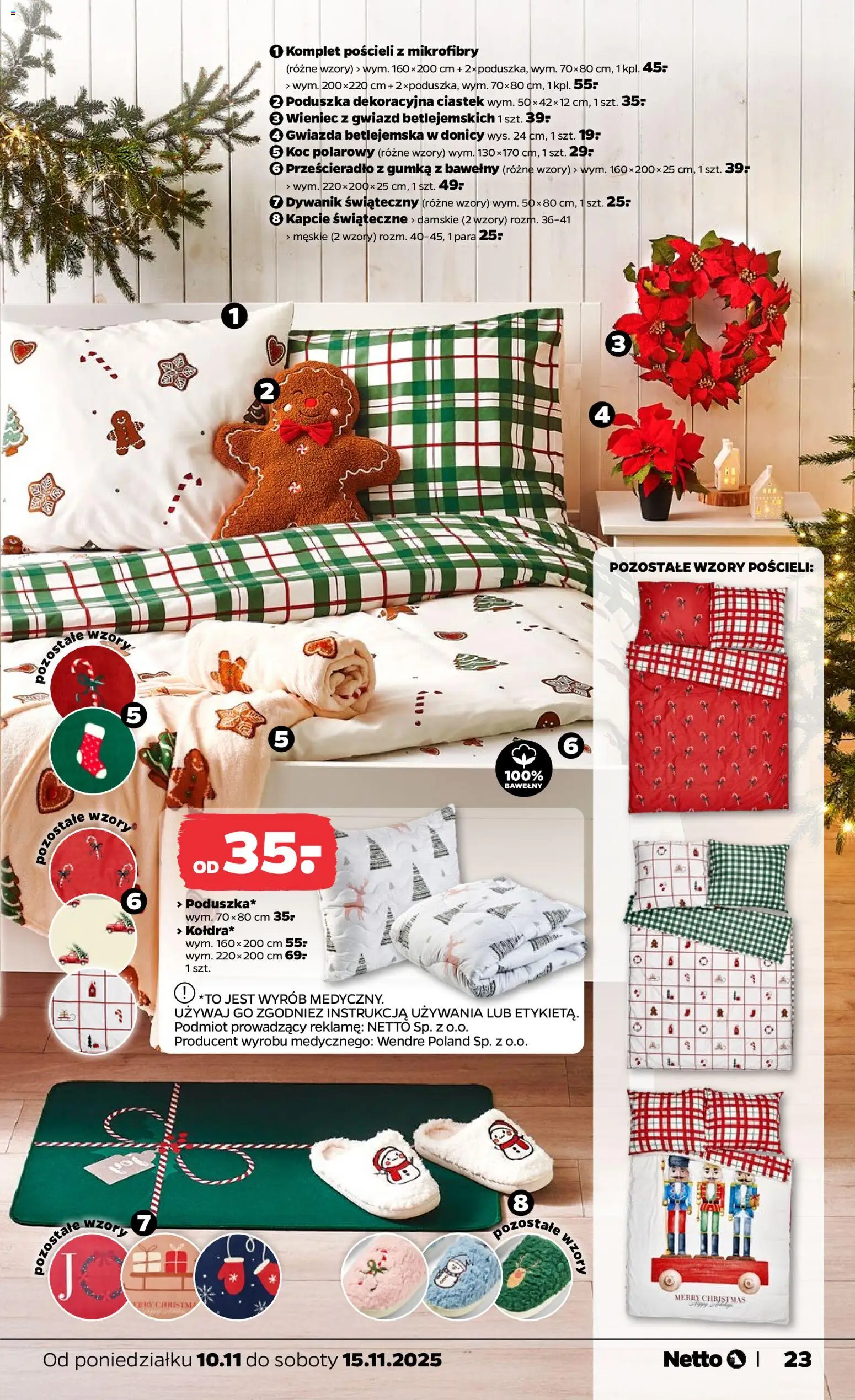 Netto gazetka - Non Food od 10.11.2025 | Strona: 3 | Produkty: Kapcie, Wieniec, Poduszka, Koc