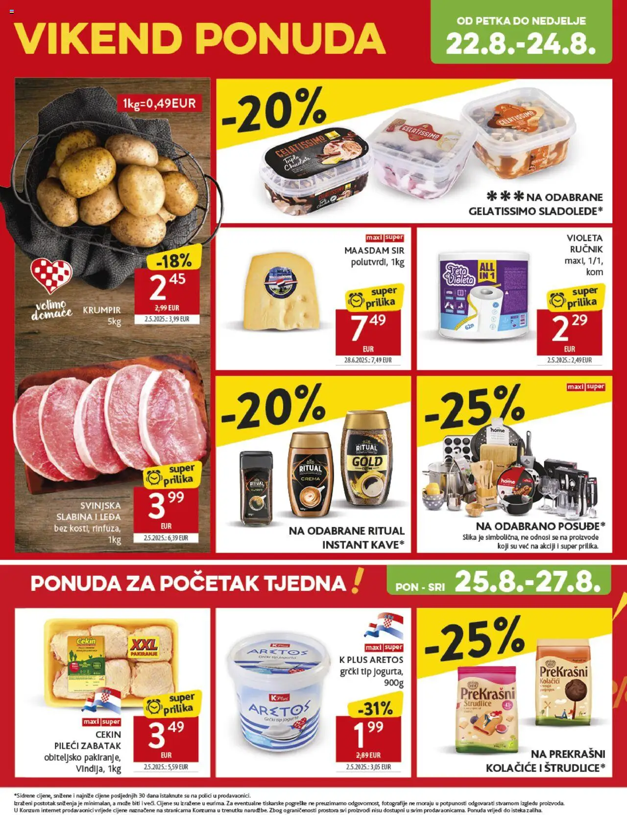 Konzum katalog | vrijedi od 20.08.2025 | Stranica: 32 | Proizvodi: Jogurt, Ručnik, Krumpir, Violeta