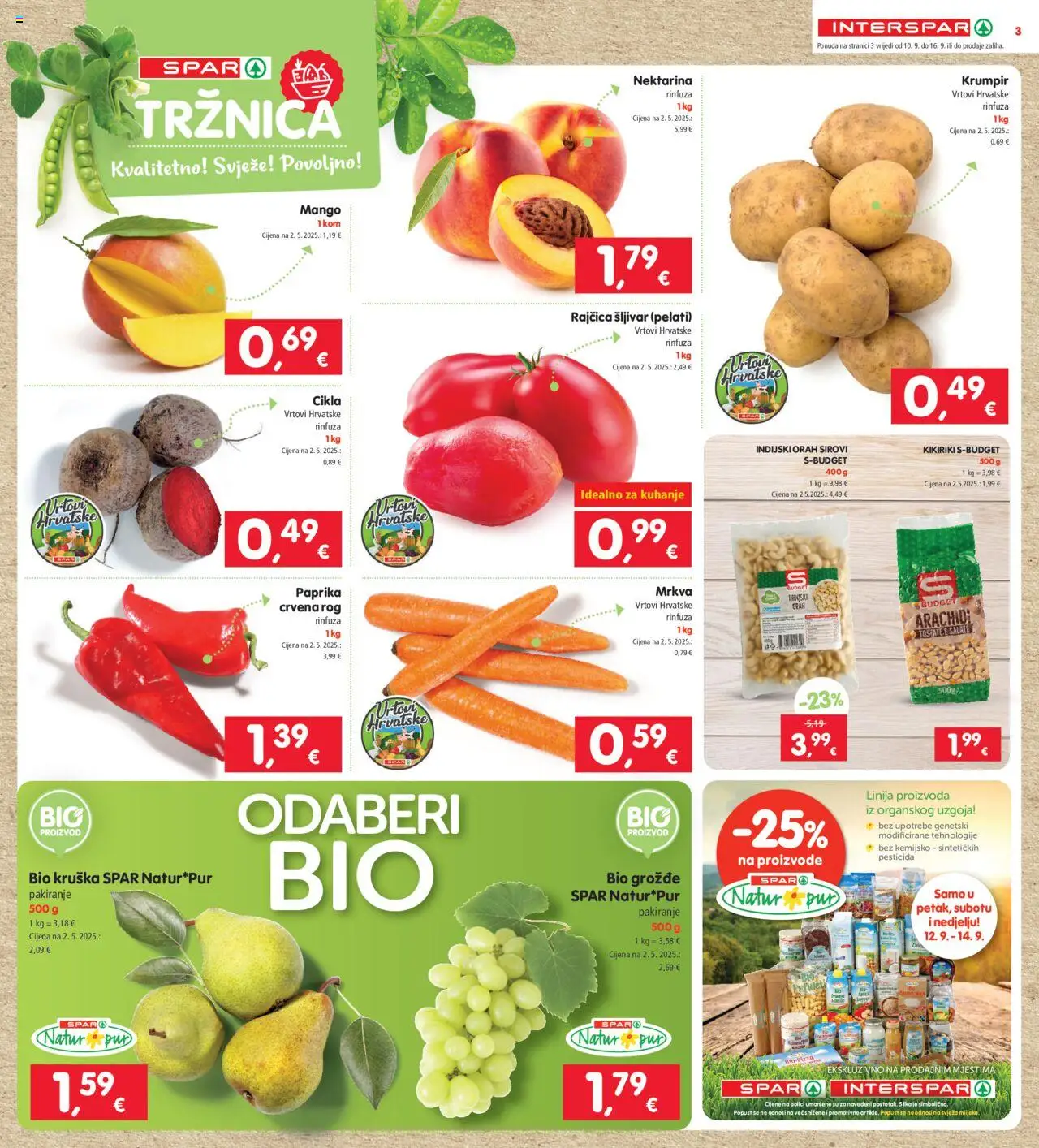 Interspar katalog | vrijedi od 10.09.2025 | Stranica: 3 | Proizvodi: Mrkva, Krumpir, Grožđe, Rajčica
