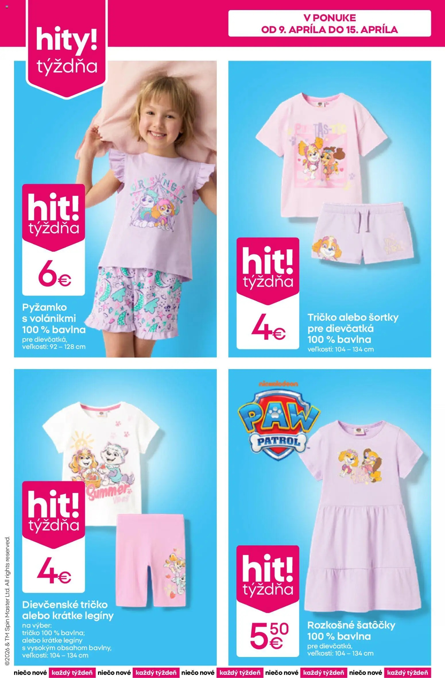 Nové Pepco akcie – leták je platný od 09.04.2026 | Strana: 2 | Produkty: Tričko, Legíny