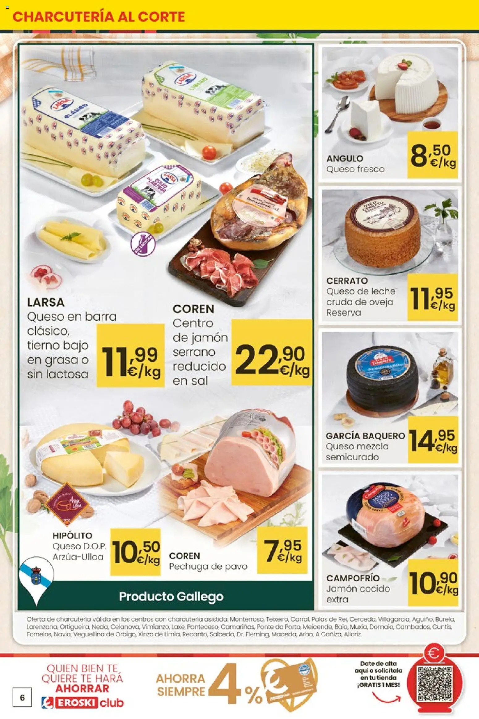 Eroski - 50 de descuento │ válido desde el 26.02.2026 | Página: 6 | Productos: Leche, Queso, Jamón cocido, Queso fresco