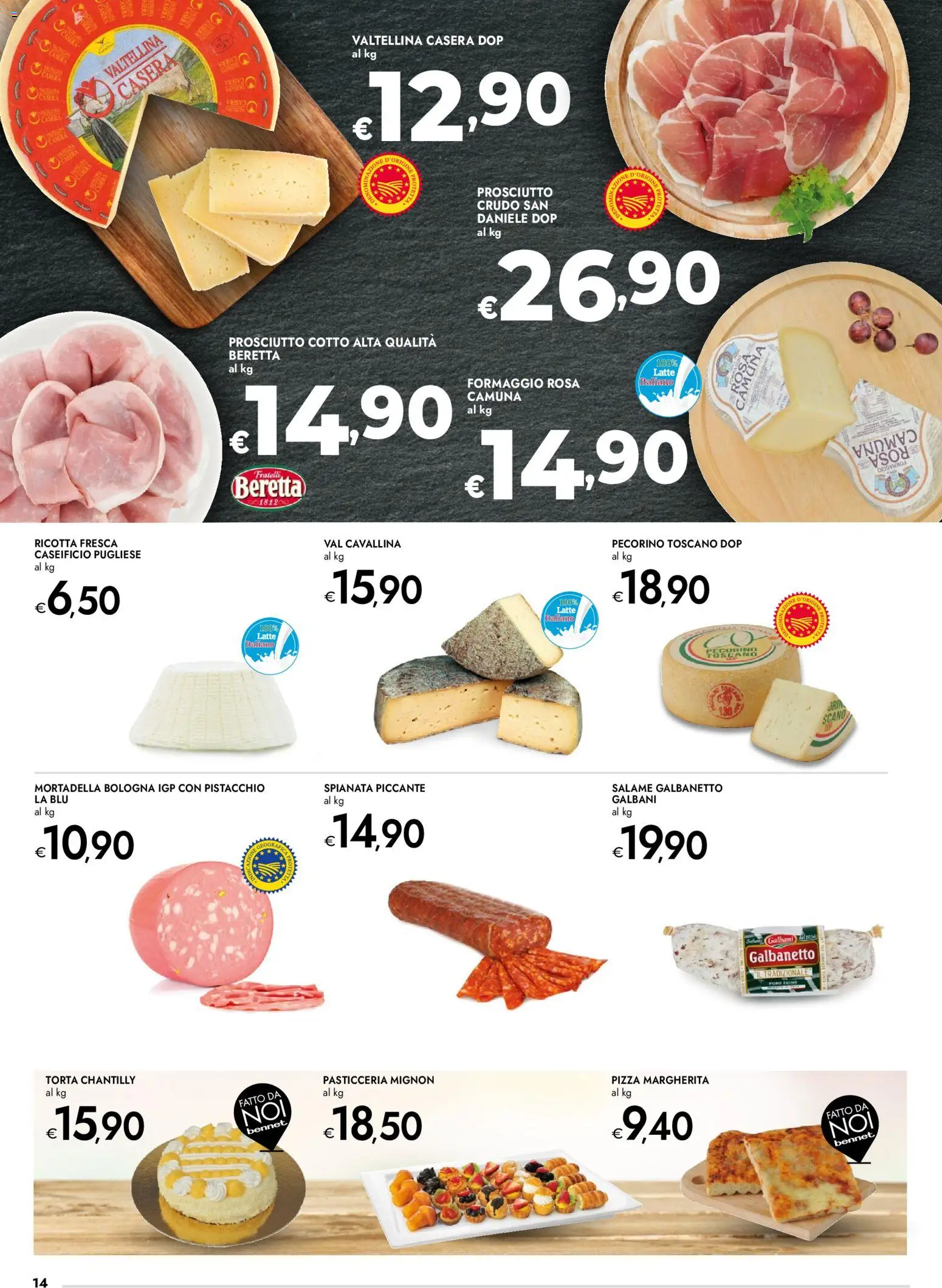 Volantino bennet del 11.12.2025 | Pagina: 14 | Prodotti: Pizza, Latte, Formaggio, Prosciutto