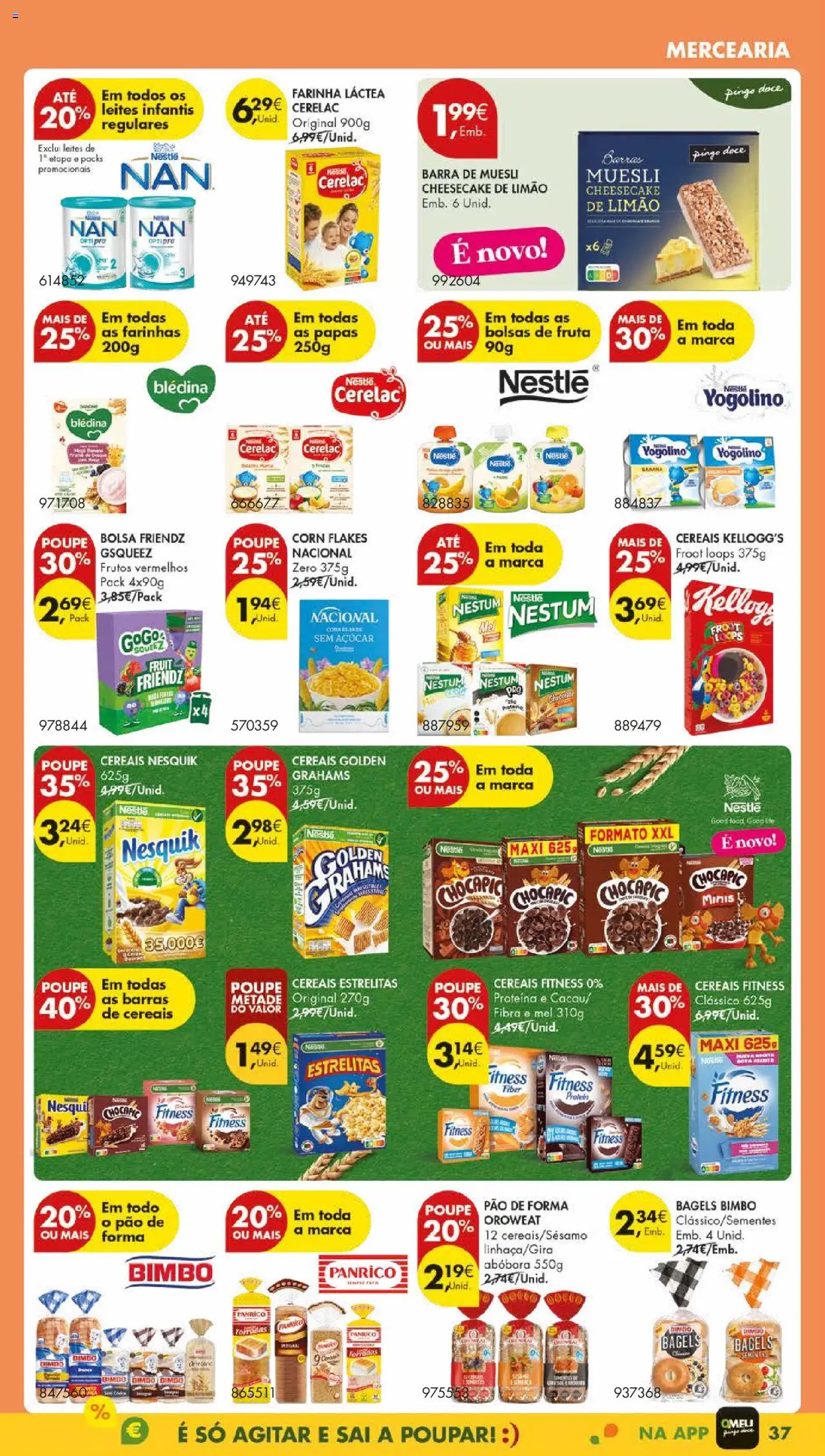 Pingo Doce folheto │ válido de 05.08.2025 | Página: 41 | Produtos: Pão de forma, Bolsa, Farinha láctea, Barras de cereais