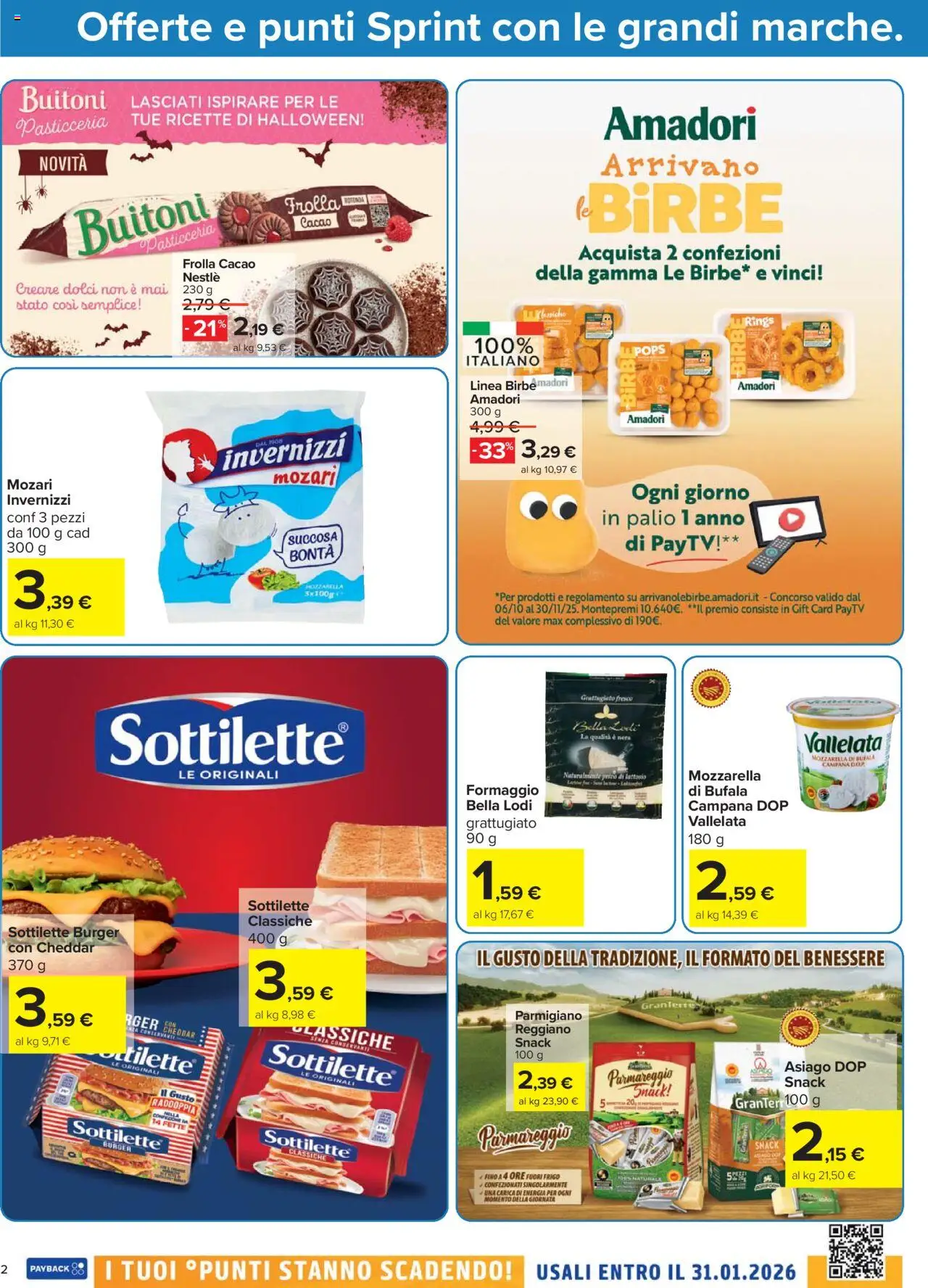 Volantino Carrefour del 23.10.2025 | Pagina: 2 | Prodotti: Mozzarella, Formaggio, Cacao, Parmigiano